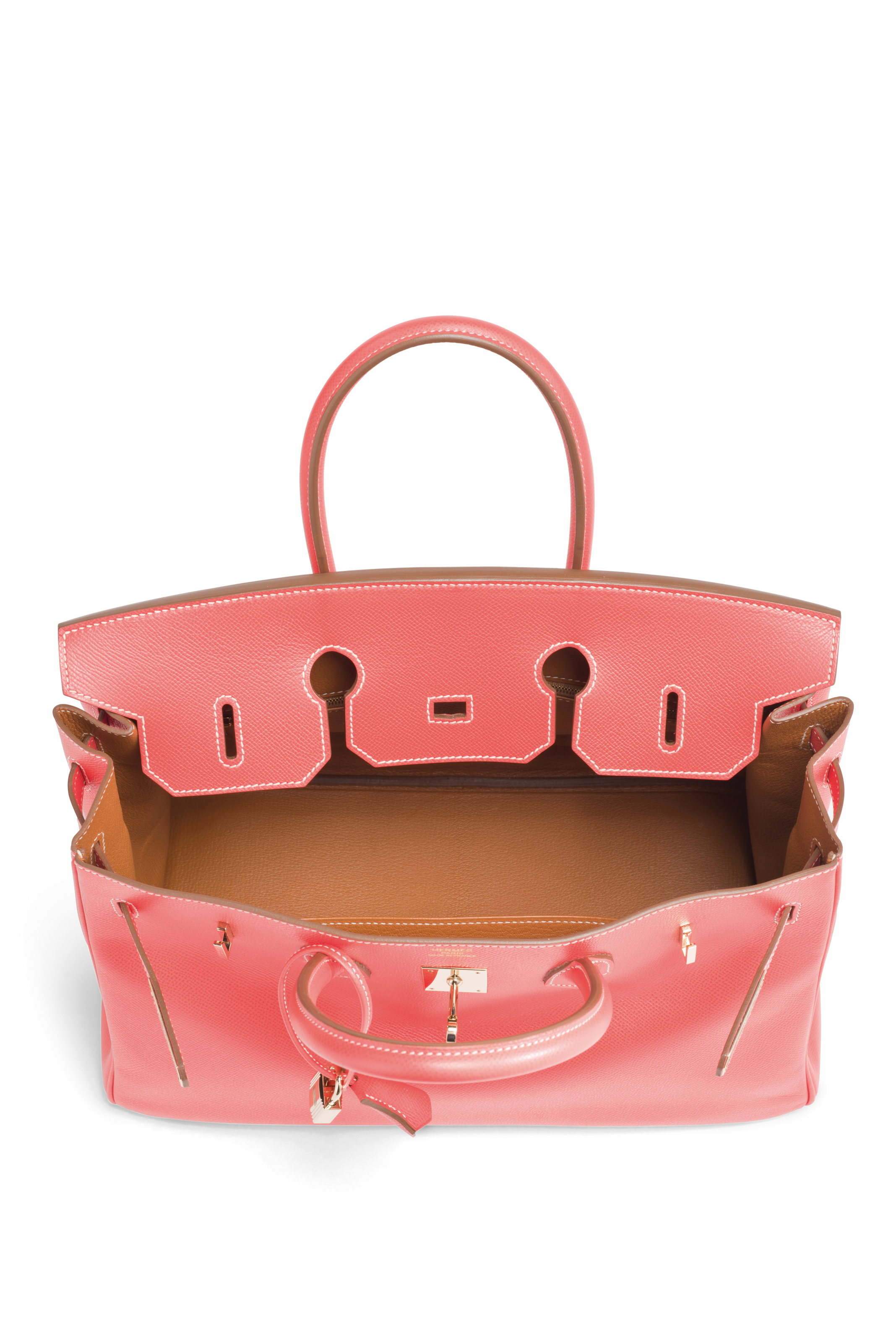SAC BIRKIN 35, COLLECTION CANDY, EN CUIR EPSOM BICOLORE ROSE JAIPUR & GOLD, GARNITURE EN M??TAL 