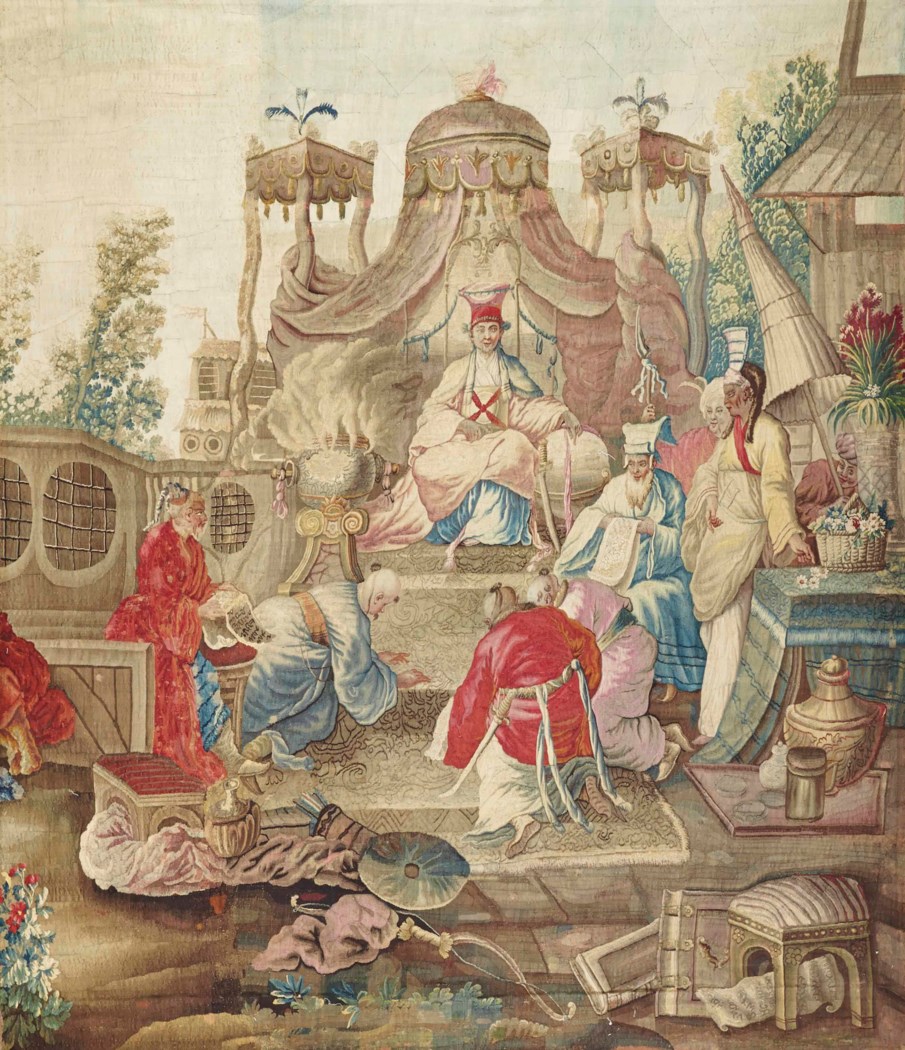 Tapisserie Murale Peinte à La Main - Chine/Vietnam 18ème Siècle - Art Ancien