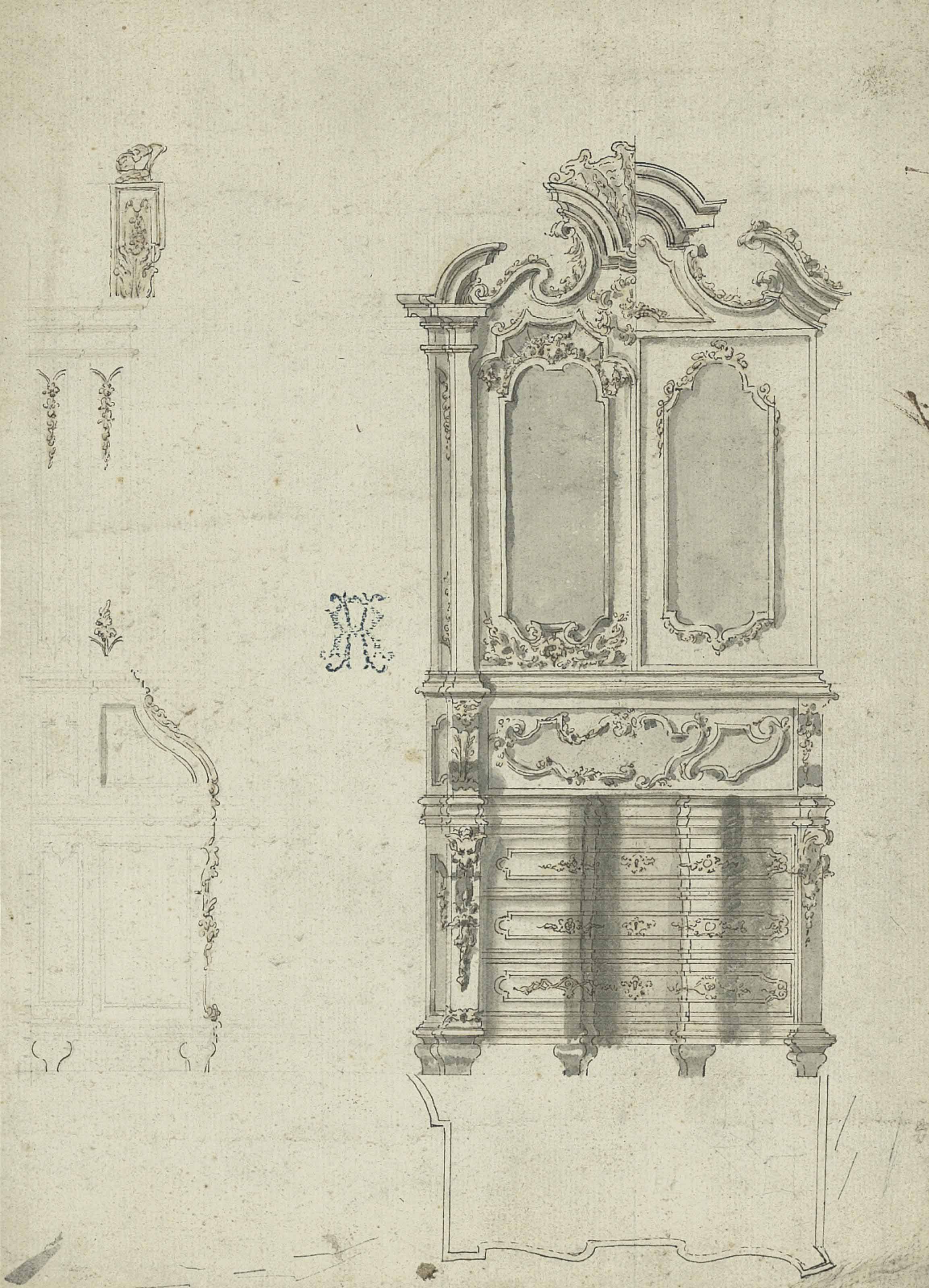 Ecole Italienne Du Nord Vers 1735 Etude Pour Une Armoire A Deux