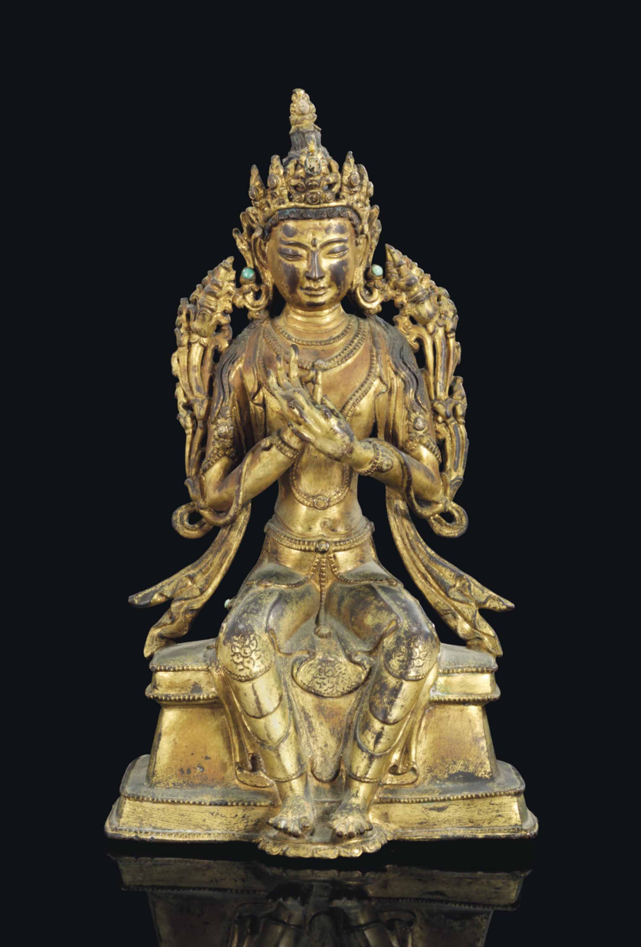 STATUE DU MAITREYA EN BRONZE DORE , TIBET, FIN DE XVIEME SIECLE | Christie's