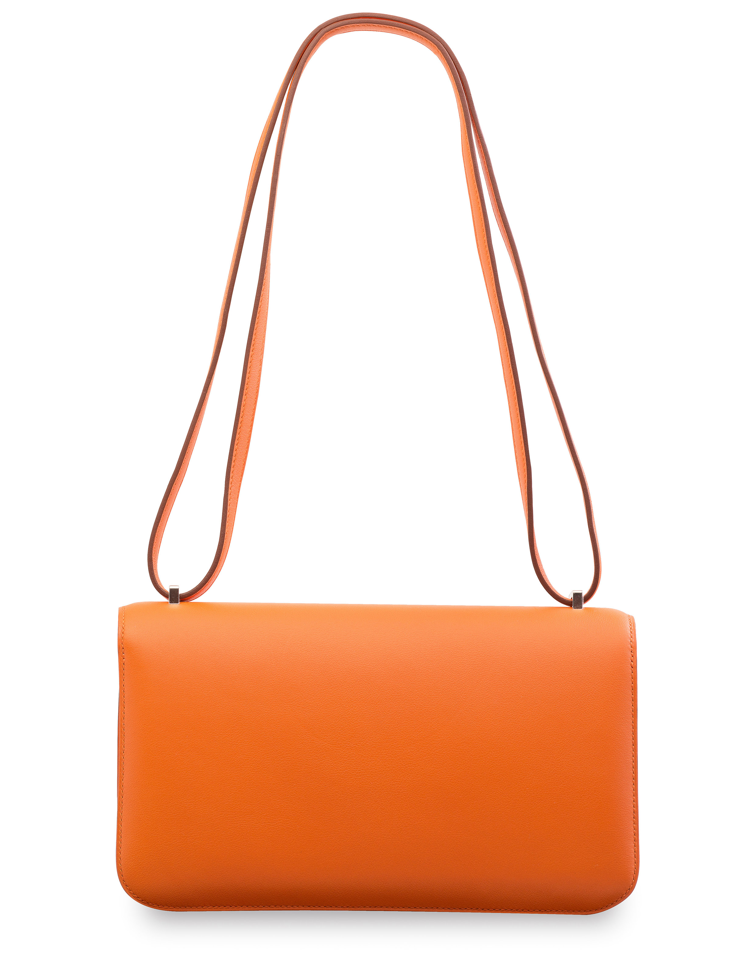 AN ORANGE SWIFT LEATHER CONSTANCE ÉLAN WITH PALLADIUM HARDWA