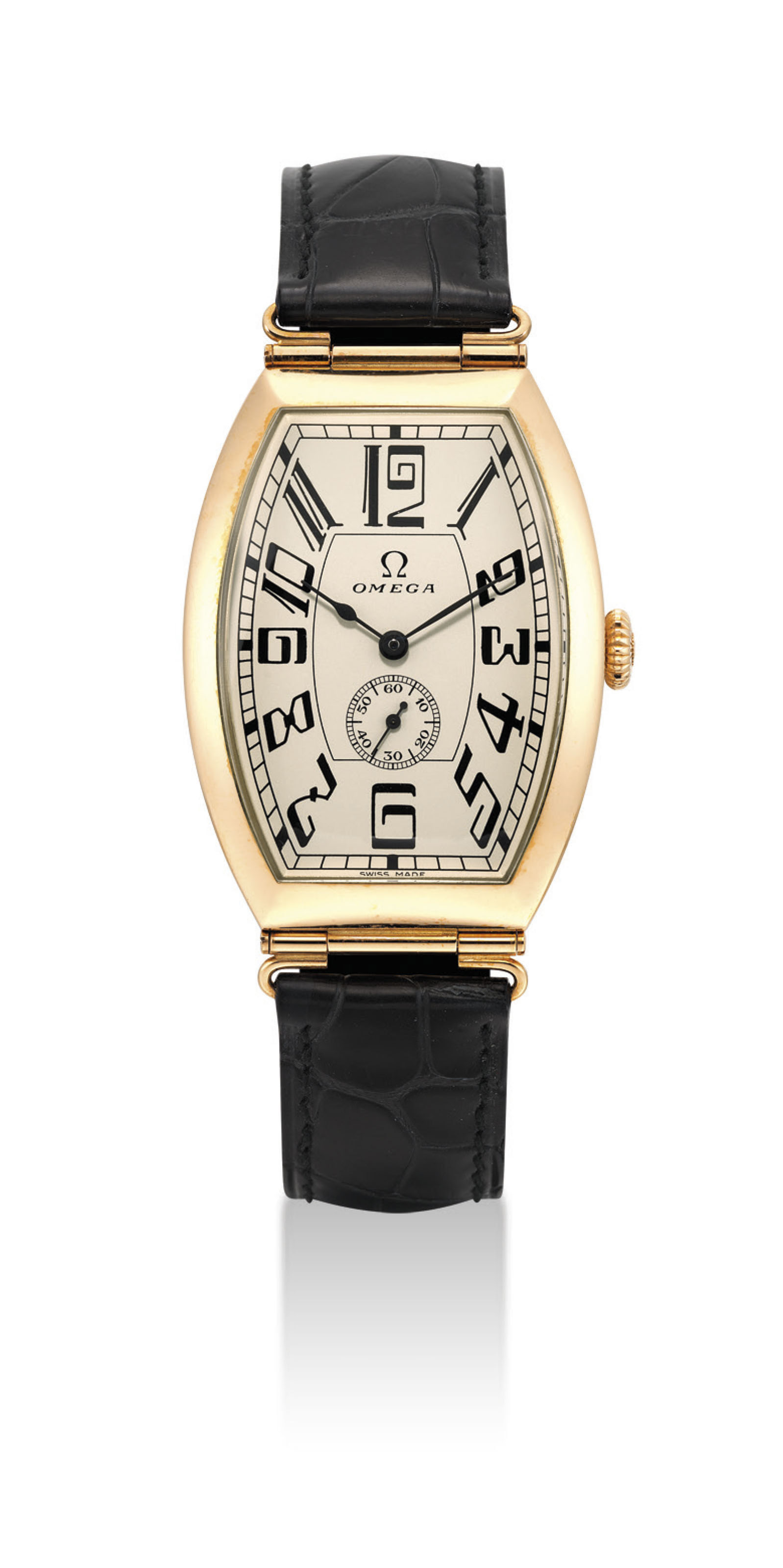 OMEGA. AN 18K PINK GOLD LIMITED EDITION TONNEAU-SHAPED ...