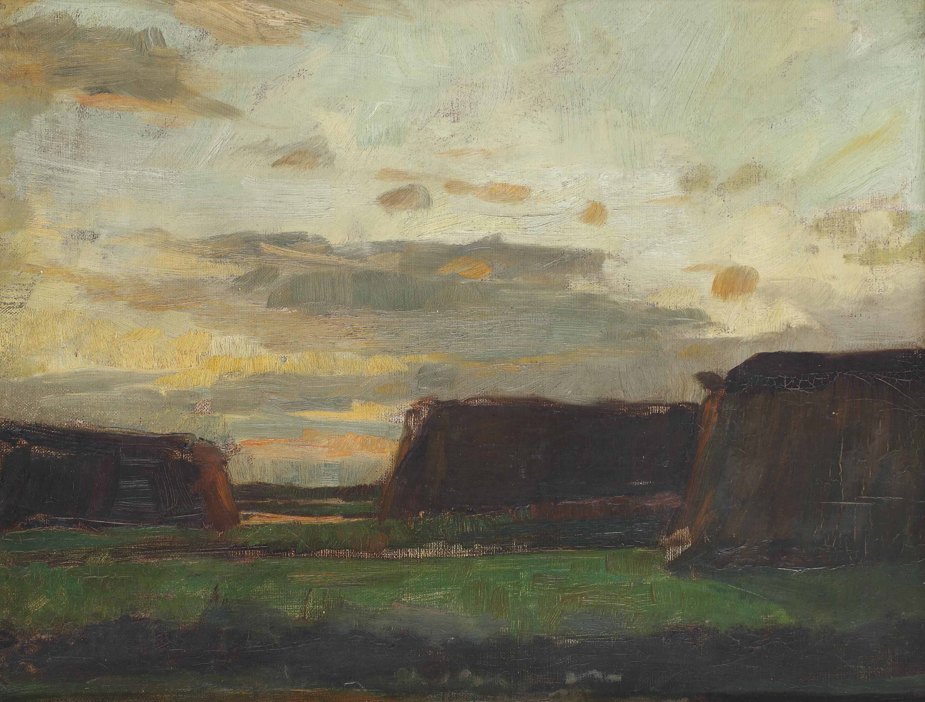 Three haystacks in a field