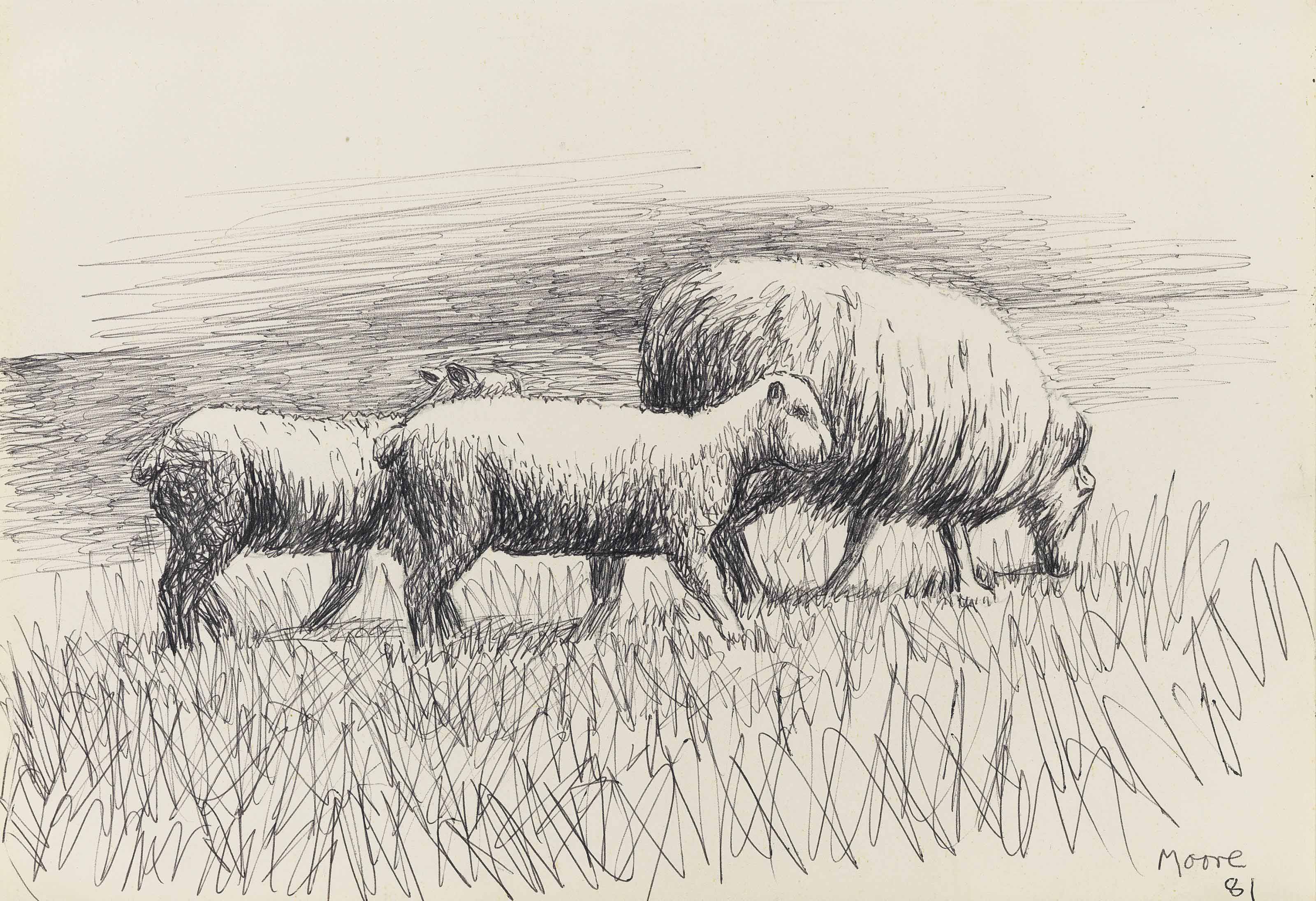 Sheep and Two Lambs