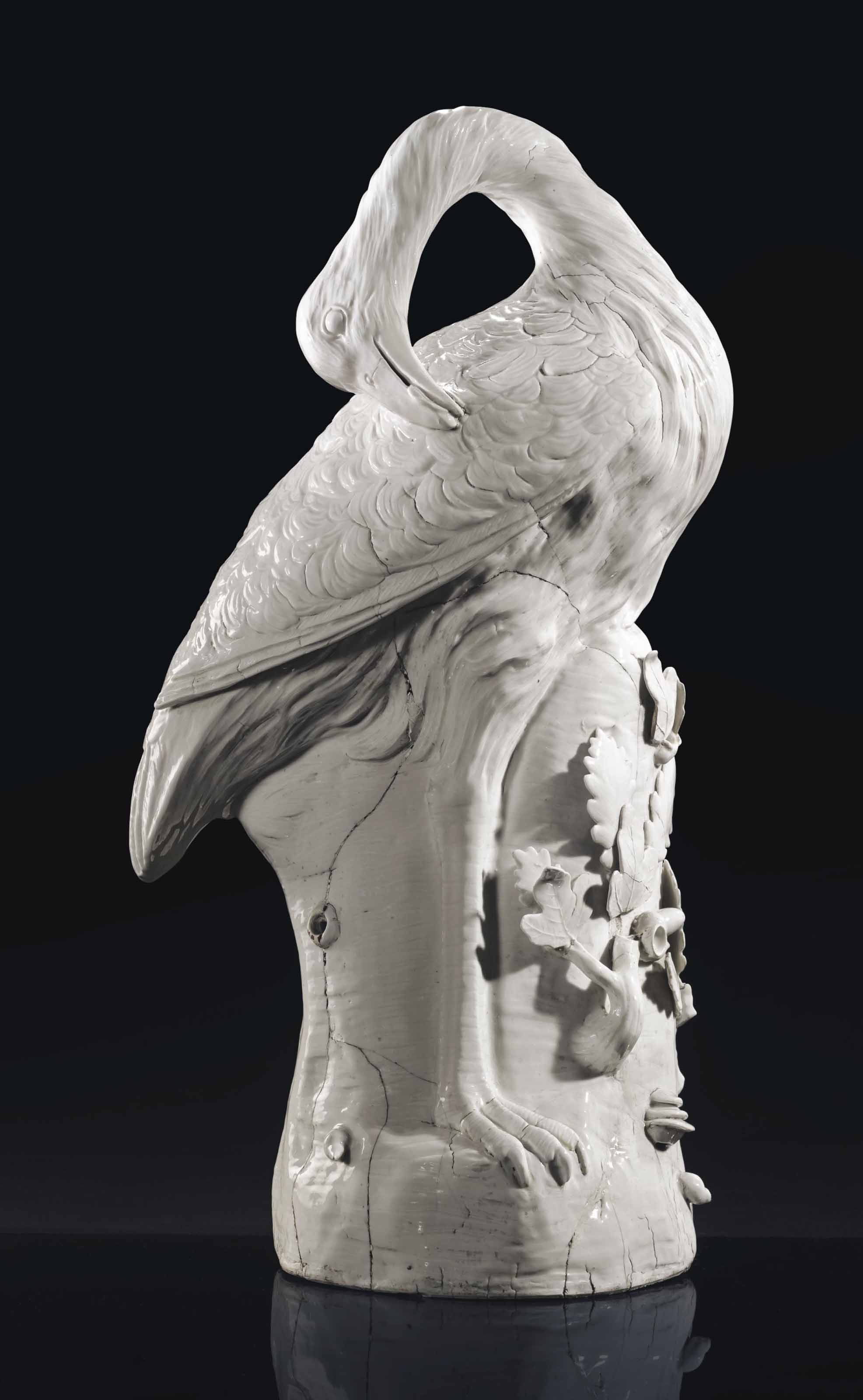 A Meissen white model of a great bustard, 1732, attributed to Johann Gottlieb Kirchner, sold for £842,500 on 7 July 2016 at Christie's in London