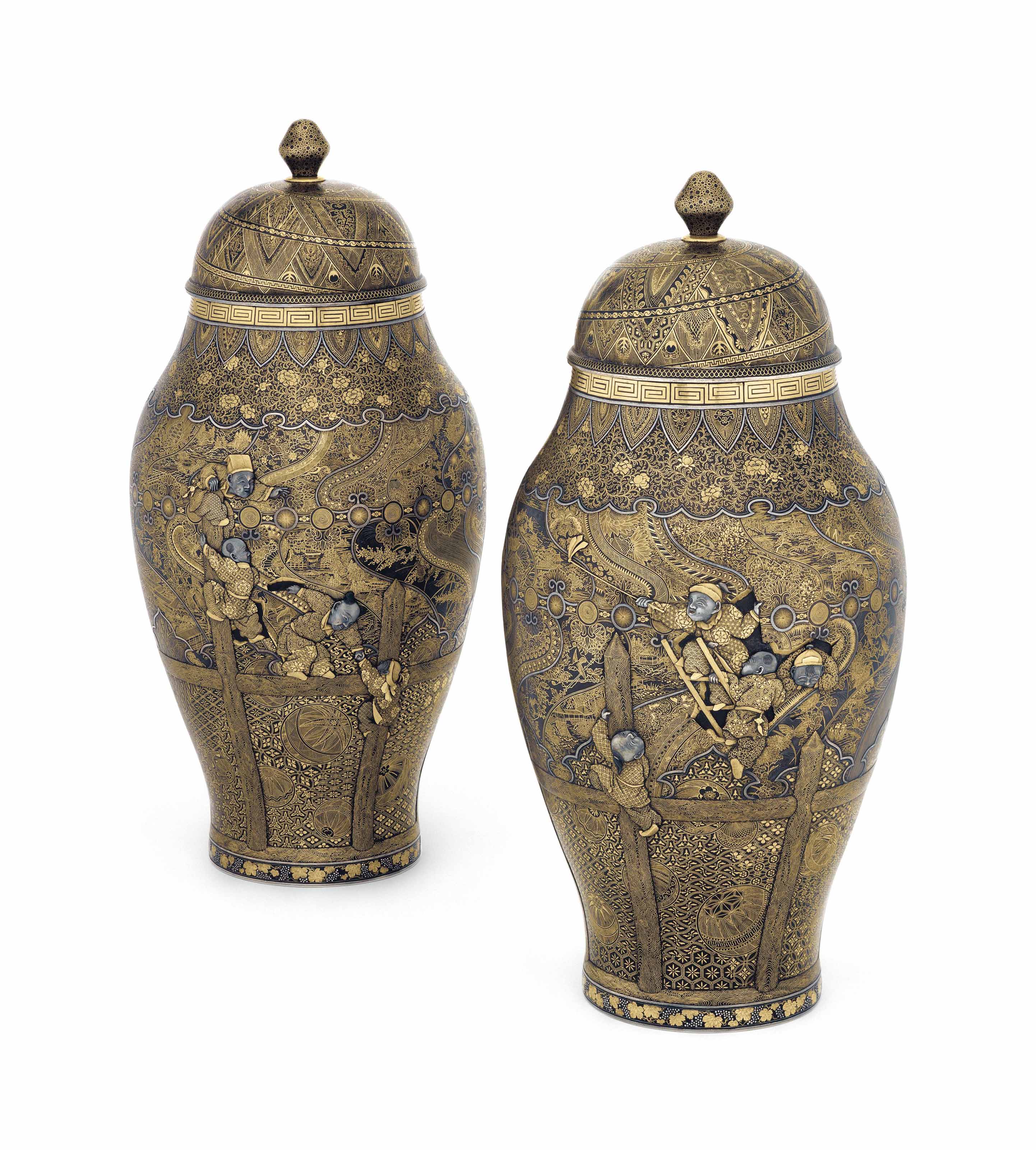 A PAIR OF SEVRES TWO-HANDLED BLEU CELESTE ICE-PAILS, COVERS AND