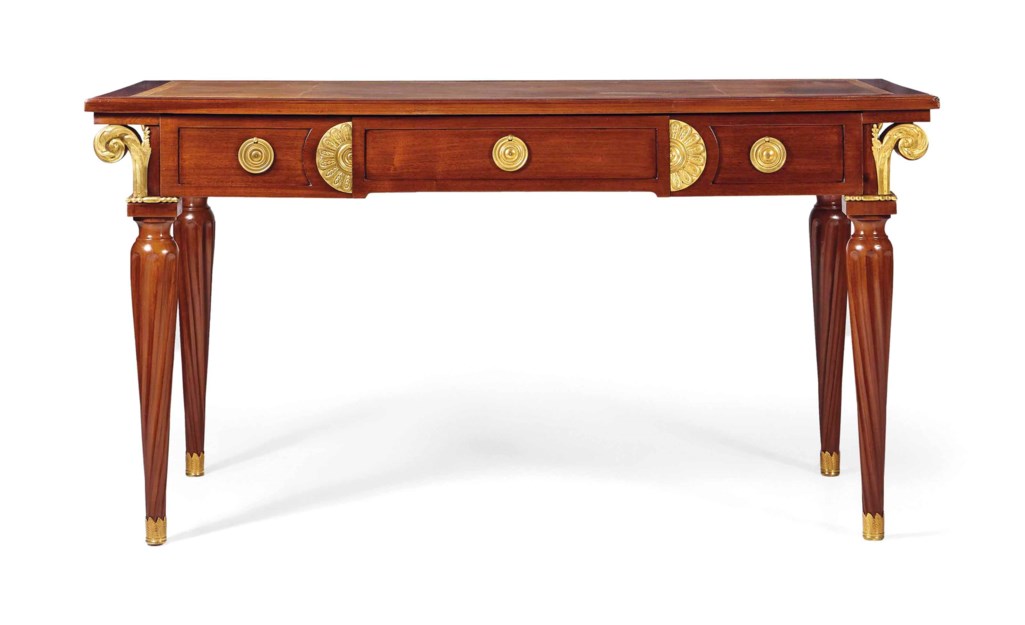 A Late Louis Xv Ormolu Mounted Mahogany Bureau Plat