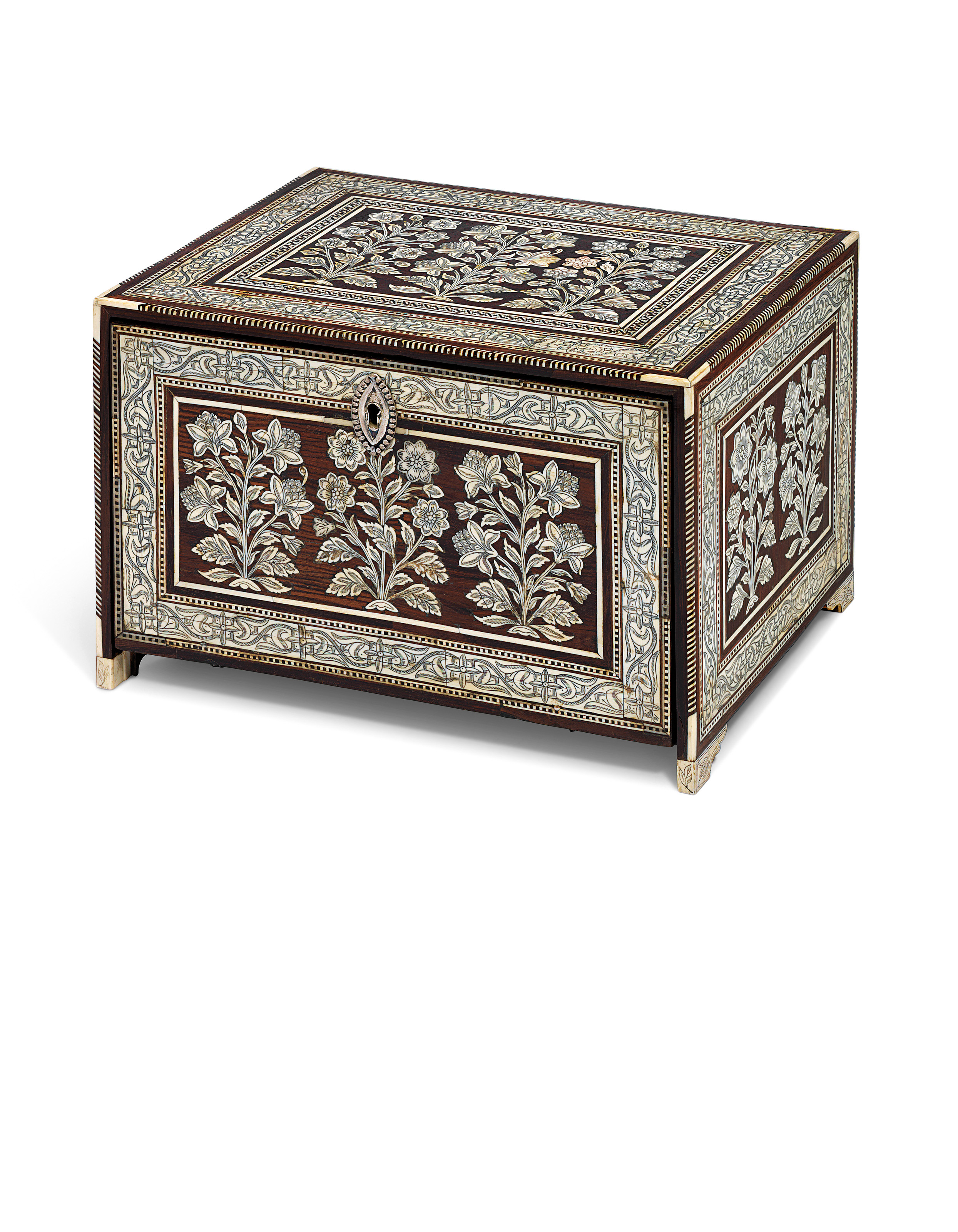 A Mughal Ivory Inlaid Wooden Cabinet North West India Late 17th