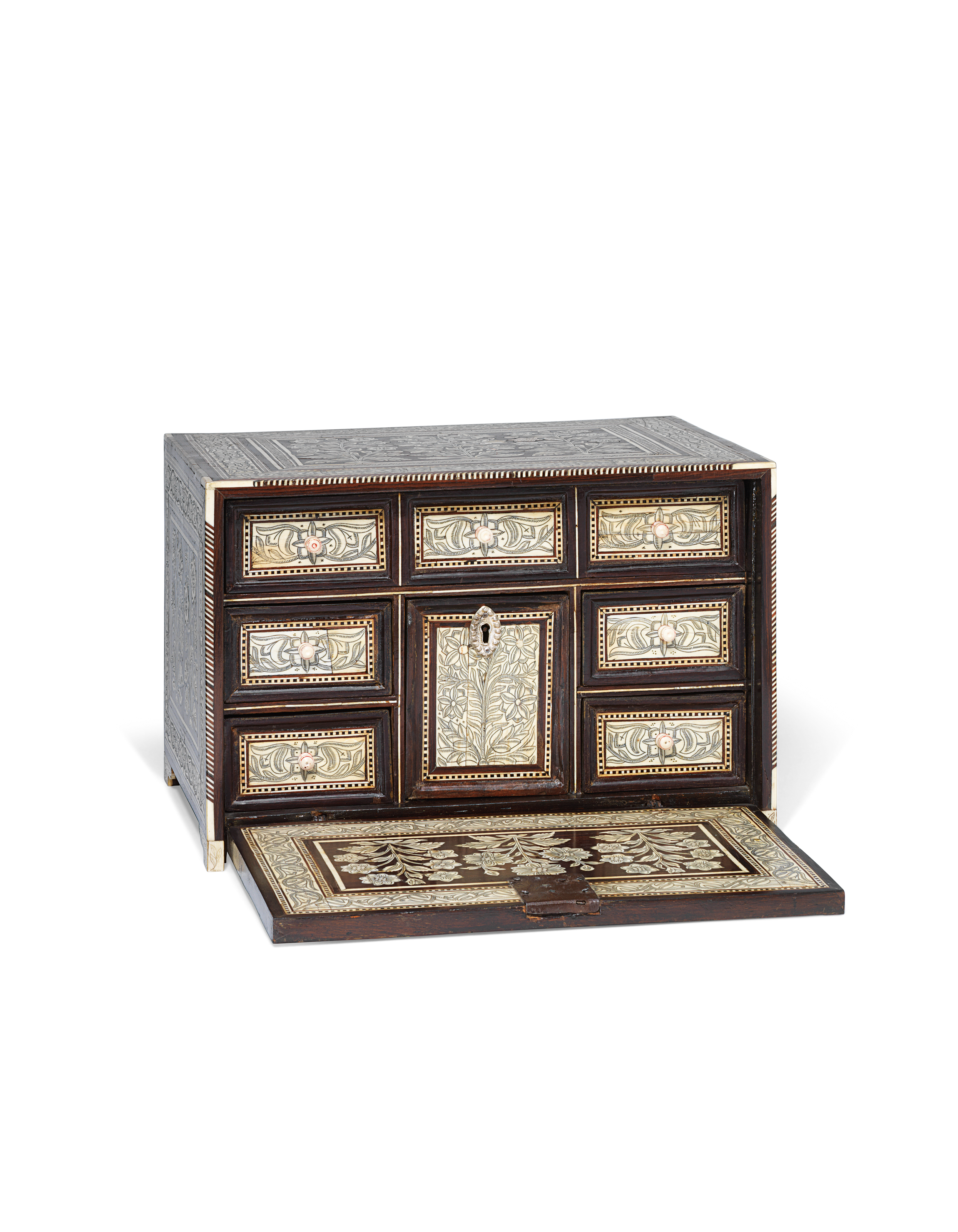 A Mughal Ivory Inlaid Wooden Cabinet North West India Late 17th