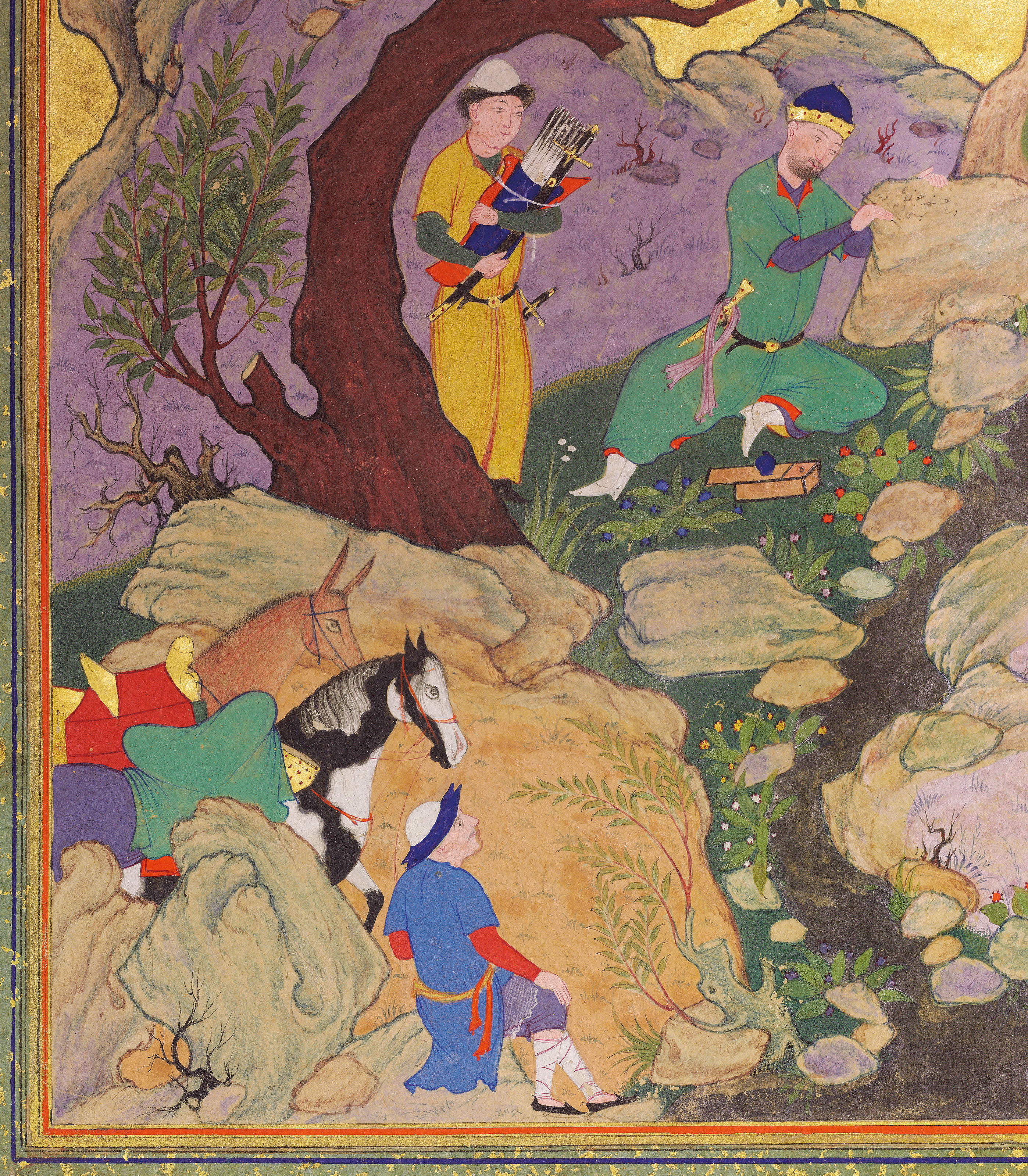 KING JAMSHID WRITES ON A ROCK , THE PAINTING SAFAVID ISFAHAN, CIRCA