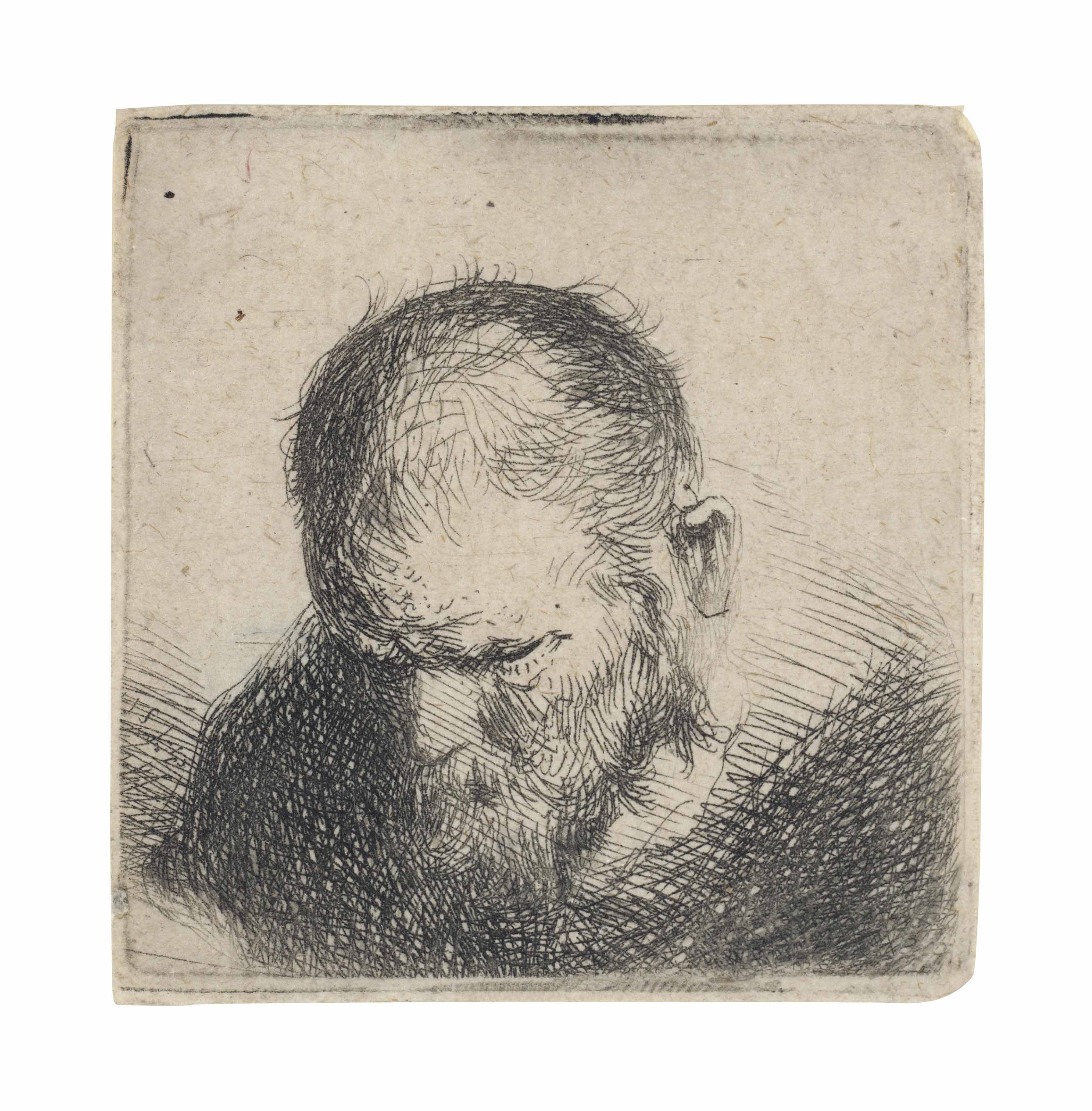 Workshop of Rembrandt, Old Bearded Man Looking Down, circa 1631, sold for £5,000 on 5 July 2016 at Christie's in London