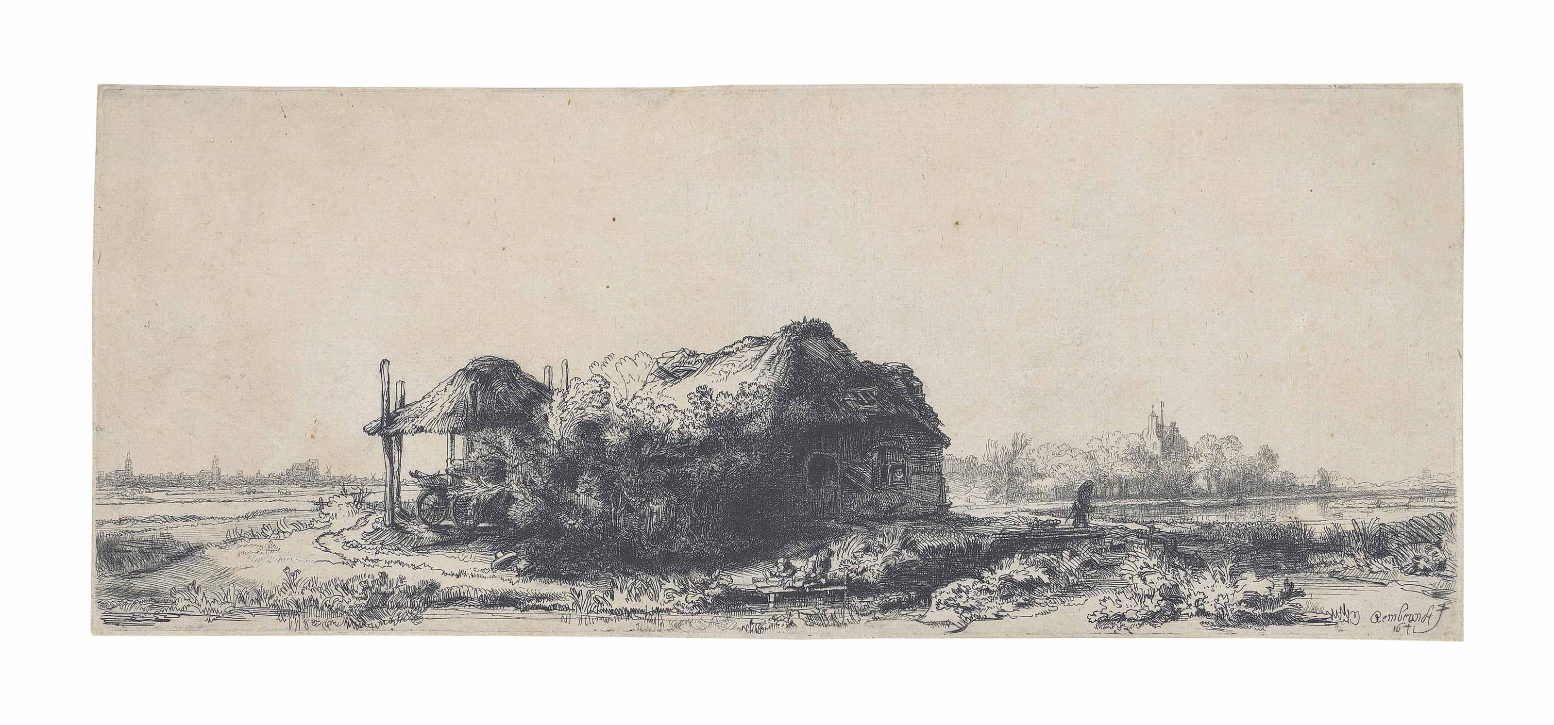 Landscape with Cottages and a Hay Barn: Oblong