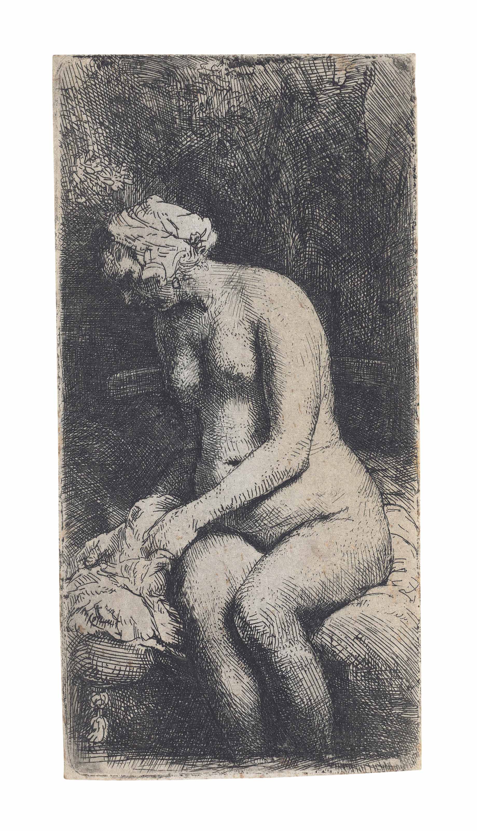 A Woman bathing her Feet at a Brook