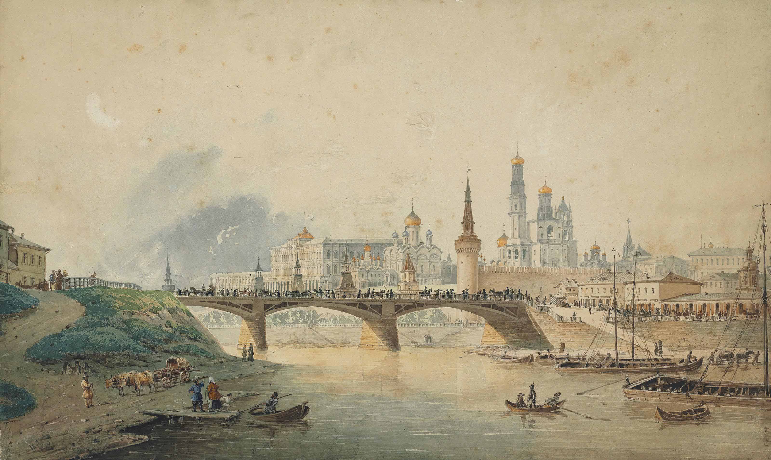 Josef Andreas Weiß (1814–1887). Вид Московского Кремля от каменного моста. 1852 Г.