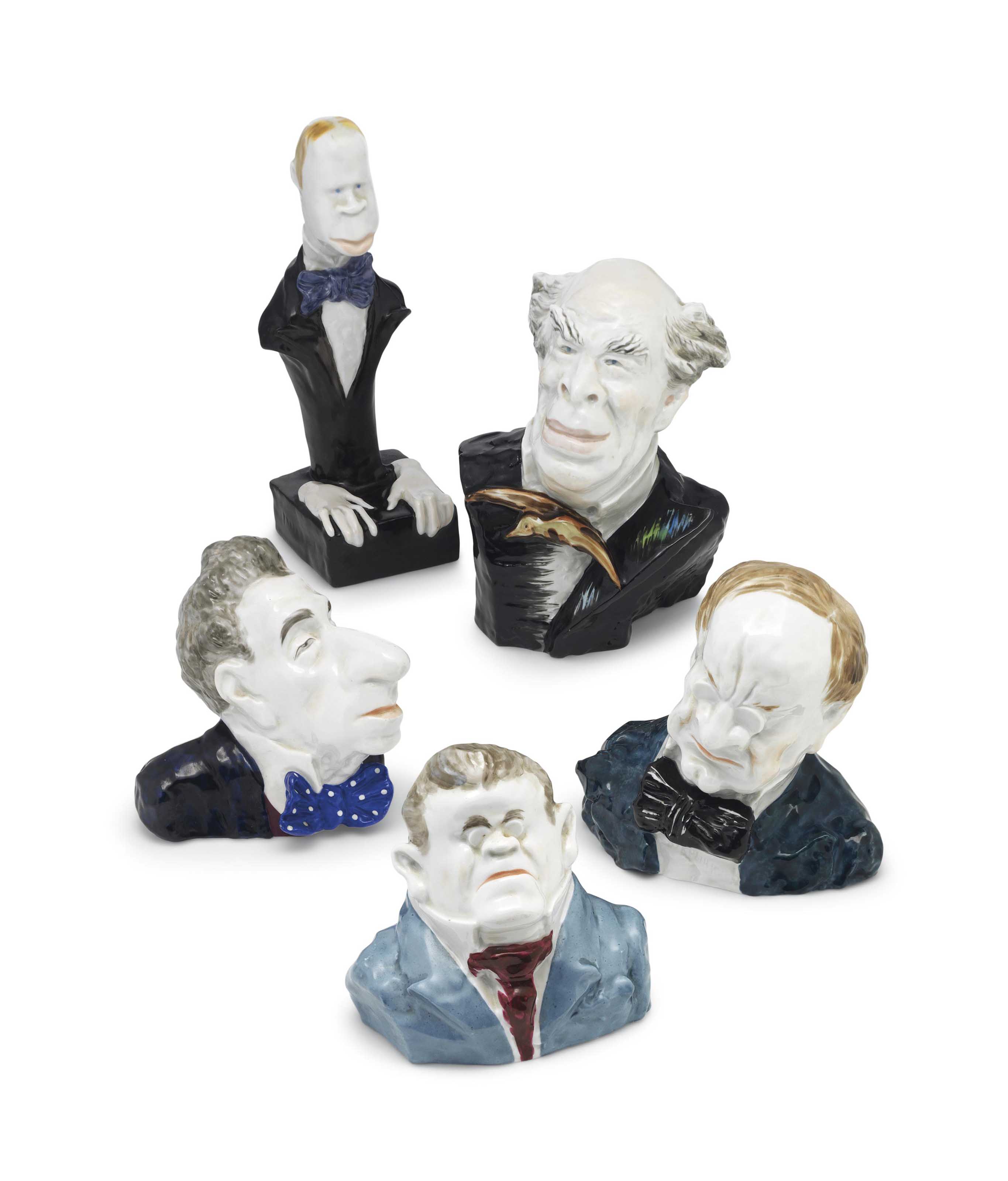 PORCELAIN BUSTS AFTER KUKRYNIKS’ CARTOONS , BY THE LENINGRAD PORCELAIN