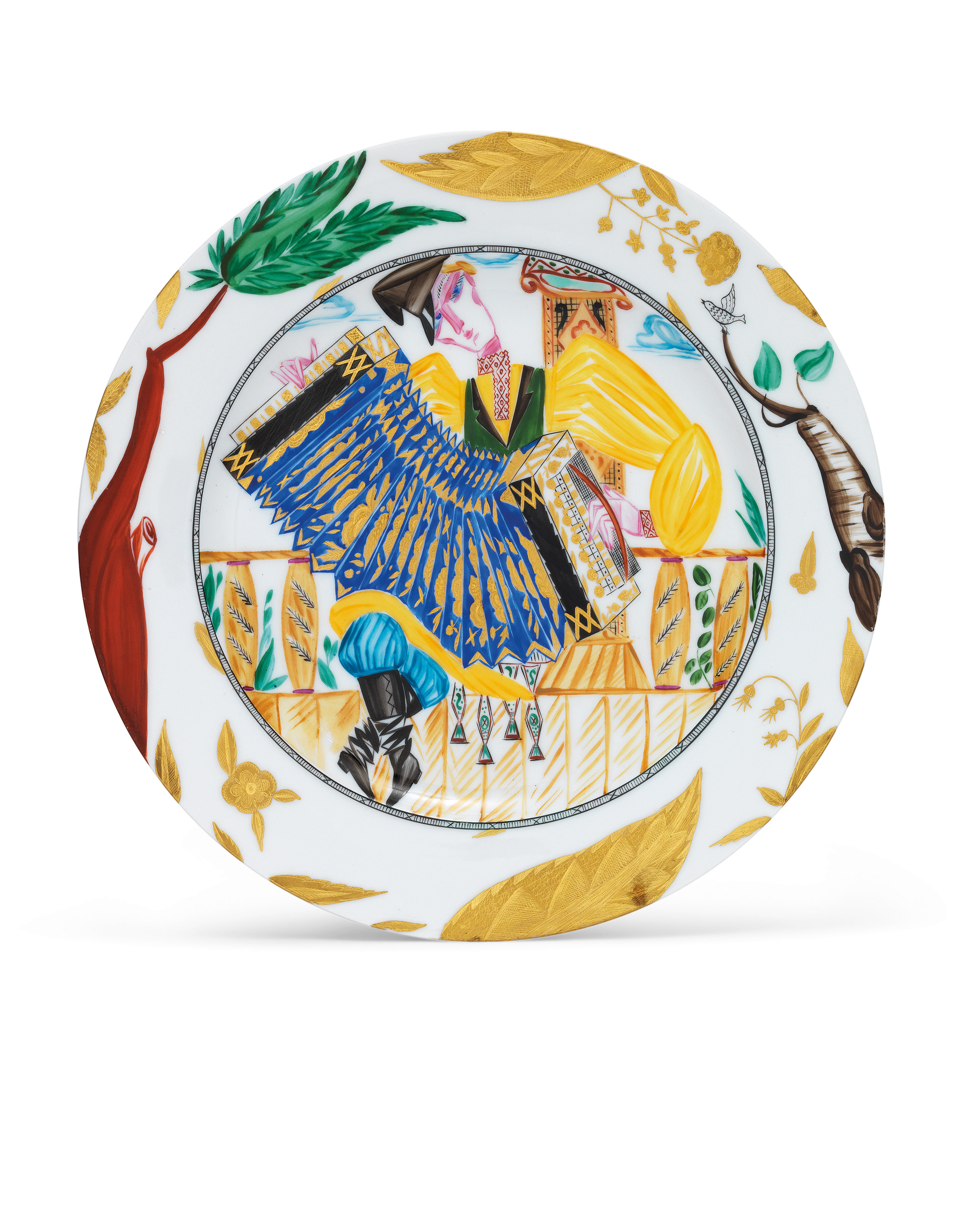 A Soviet porcelain plate &lsquo;The Accordion Player&rsquo;, by the Imperial Porcelain Factory, 1896, and the State Porcelain Factory, Petrograd, 1923-1924. After a design by Alexandra Shchekotikhina-Pototskaya. Diameter 11  in (28  cm). Sold for &pound;53,750 on 28 November 2016 at Christie&rsquo;s in London