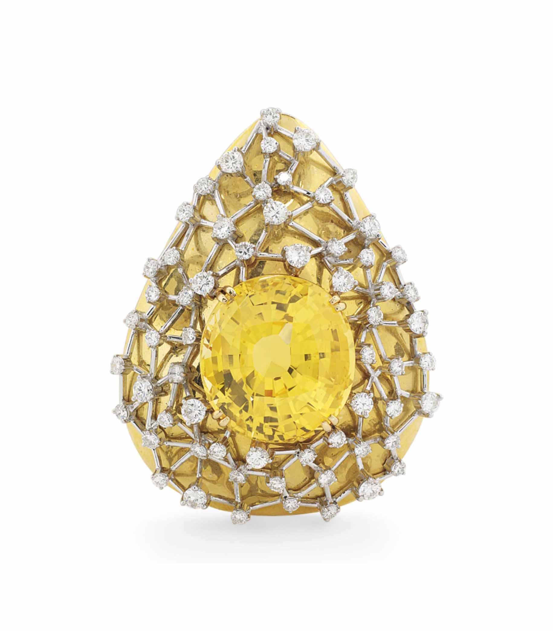 A YELLOW SAPPHIRE AND DIAMOND PENDANT Christie's