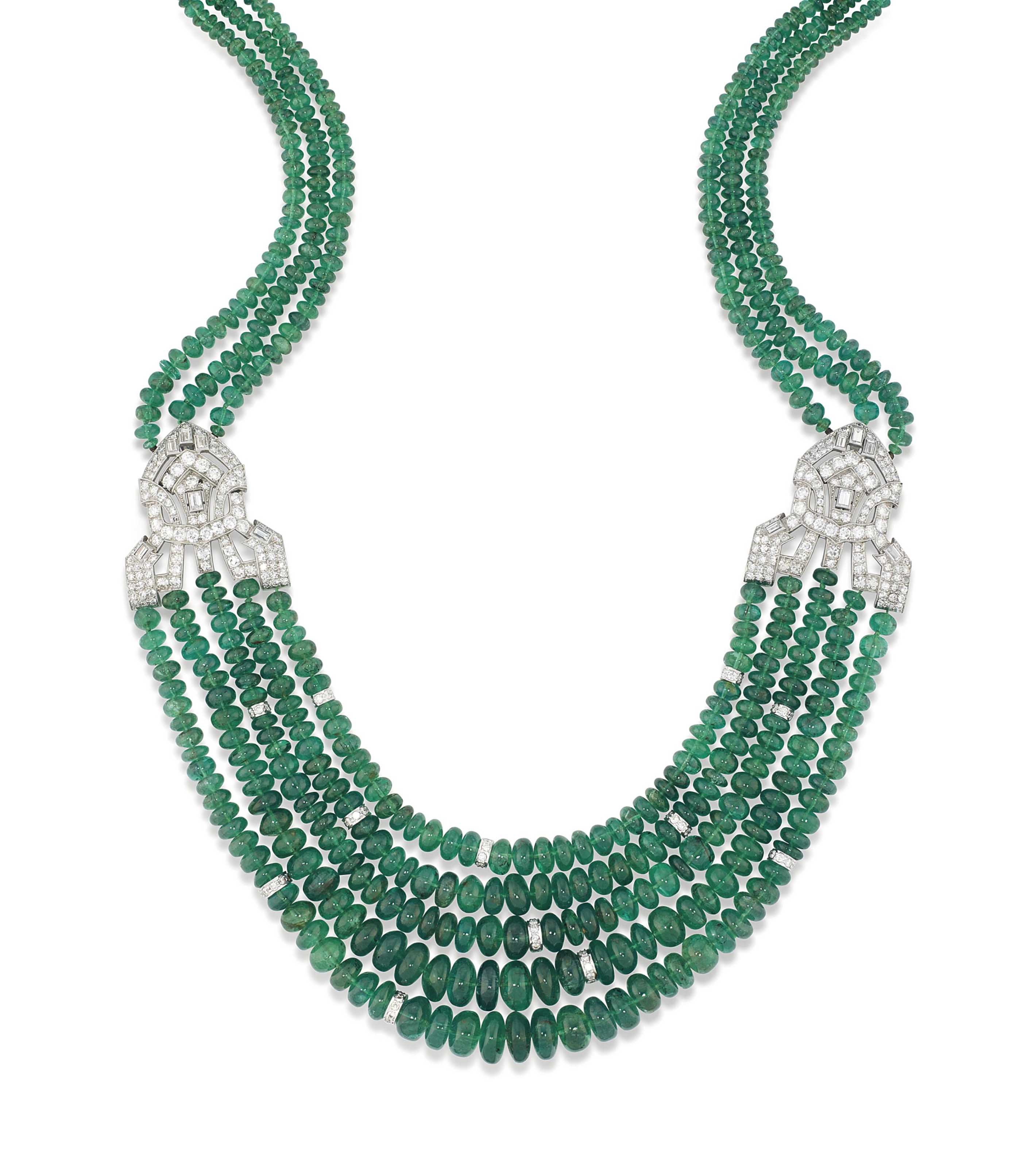 AN EMERALD AND DIAMOND FESTOON NECKLACE Christie's