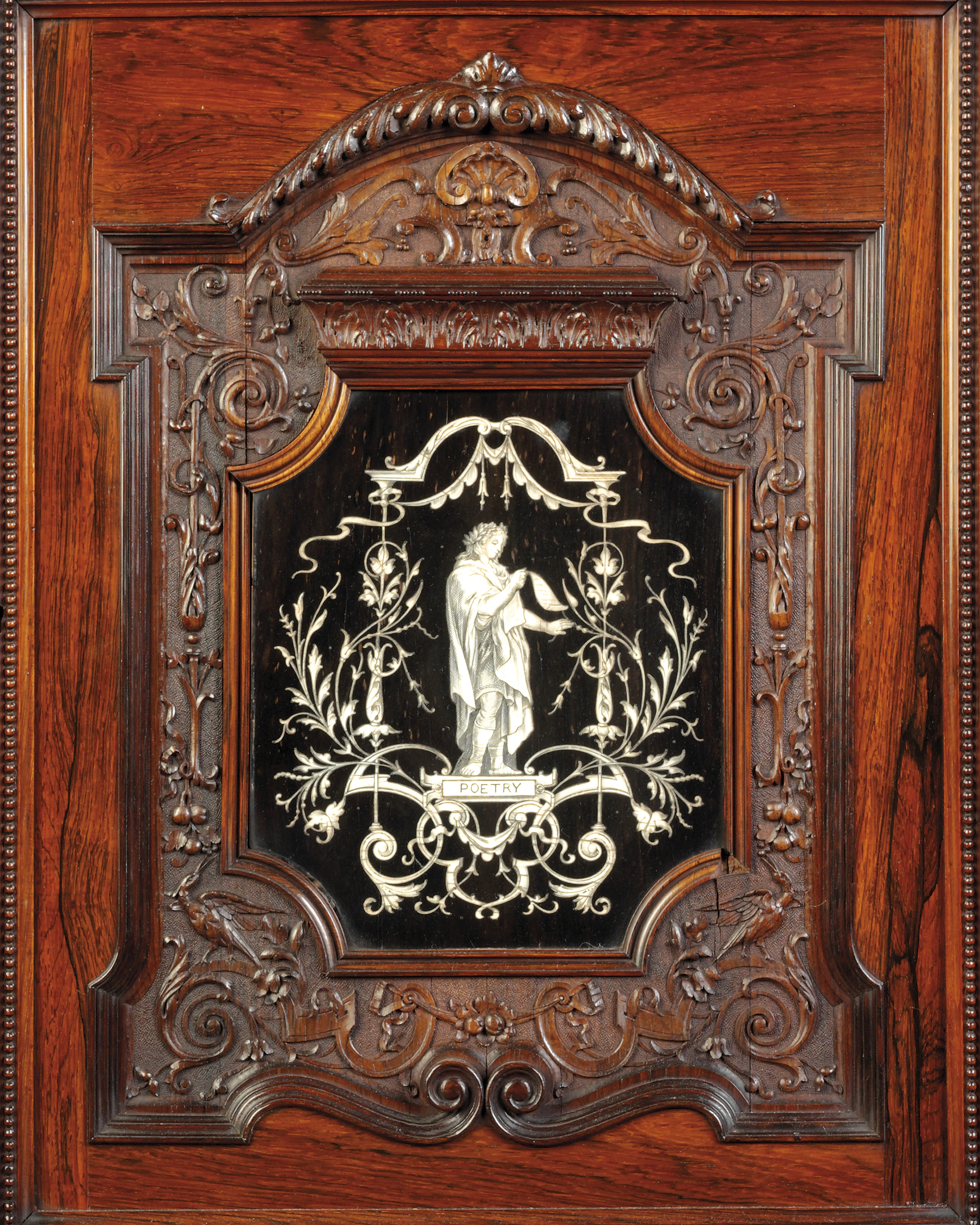 AN MIDVICTORIAN ROSEWOOD, EBONY AND IVORYINLAID ???EXHIBITION???