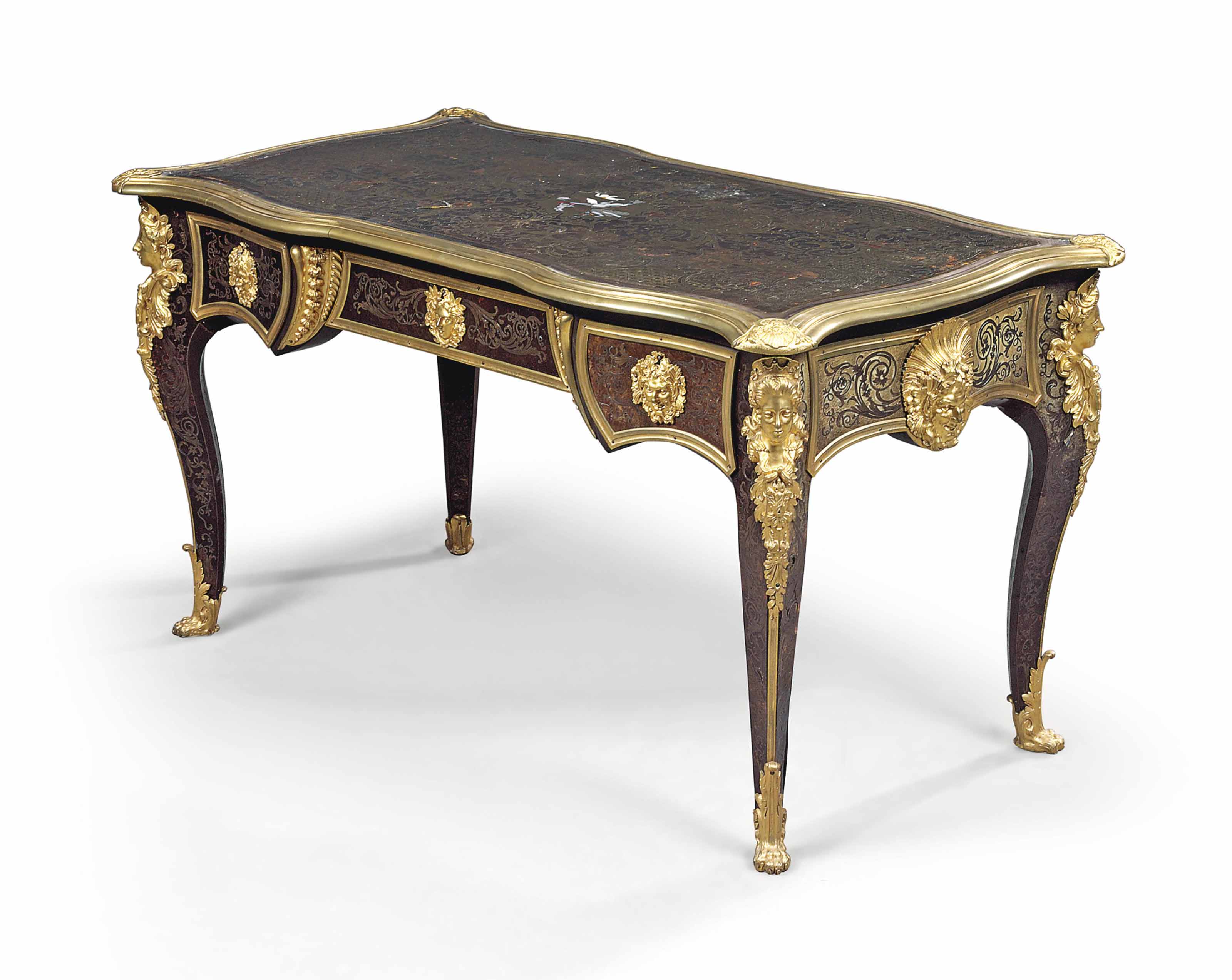 A LOUIS PHILIPPE ORMOLU-MOUNTED, CUT-BRASS-INLAID TORTOISESH...