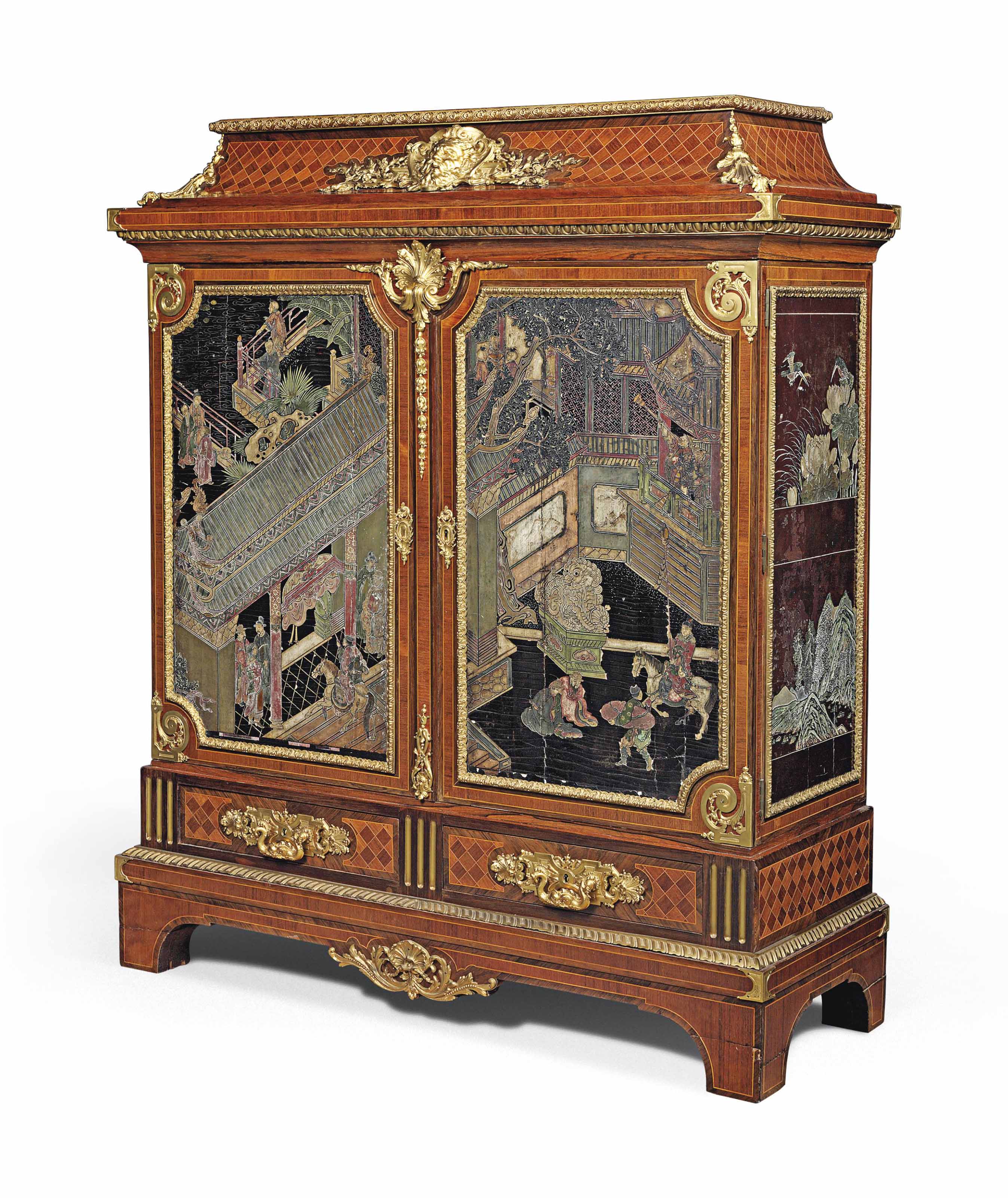 A Napoleon Iii Ormolu And Coromandel Lacquer Mounted Kingwood