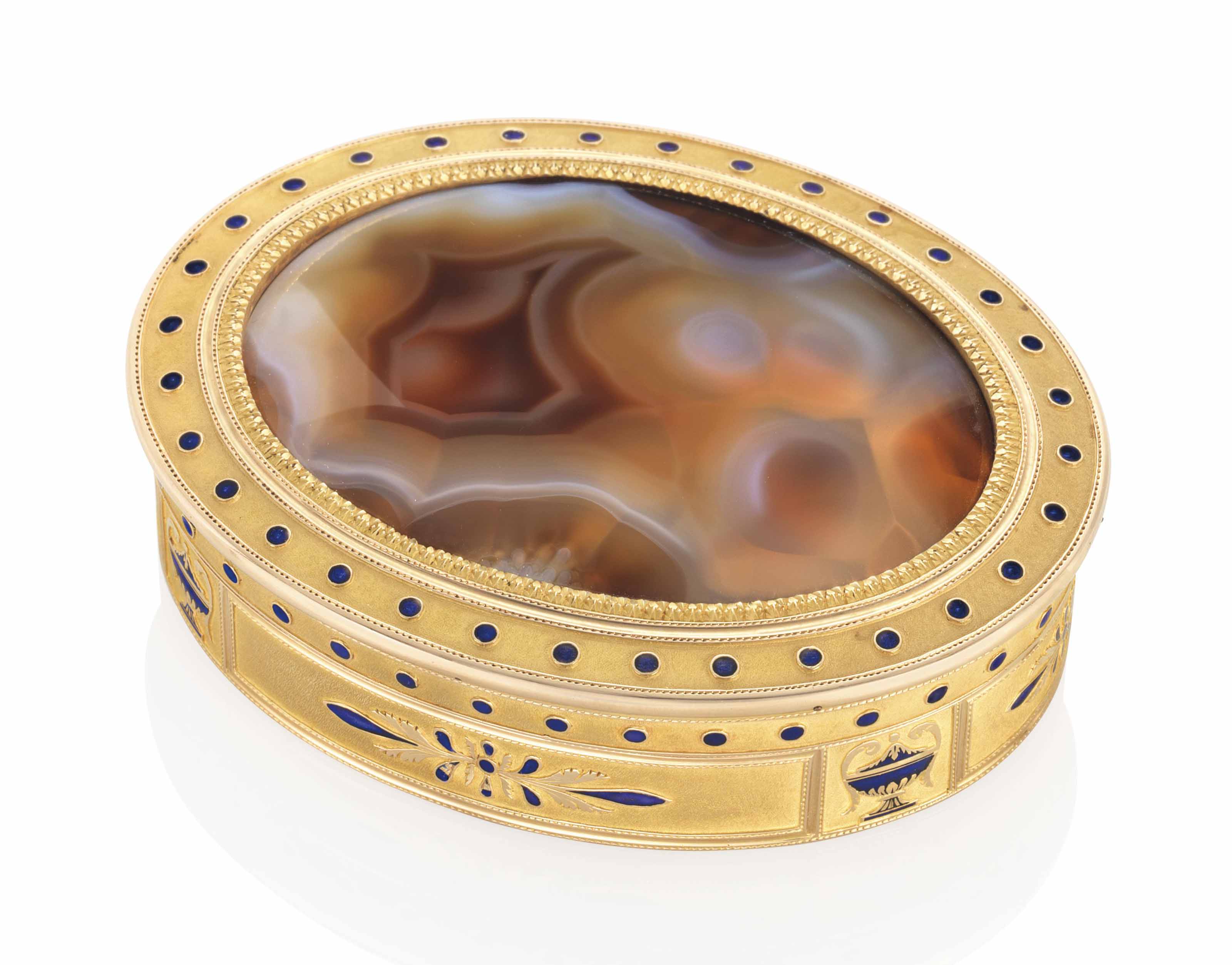 A FRENCH PARCEL-ENAMELLED GOLD SNUFF-BOX , BY PIERRE-ANDRE ...