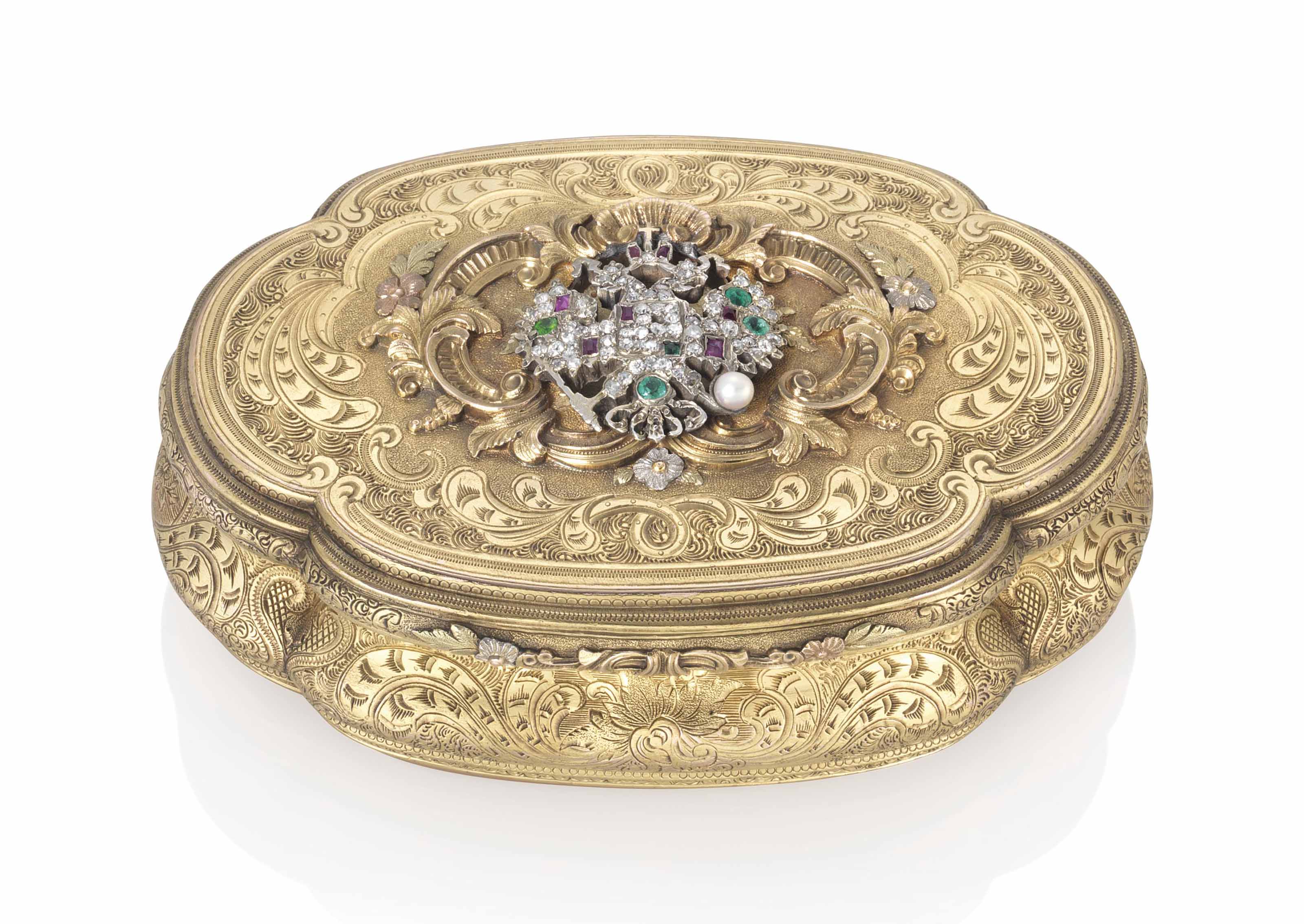 A GERMAN ENAMELLED GOLD SNUFF-BOX SET WITH A HARDSTONE CAMEO, HANAU ...
