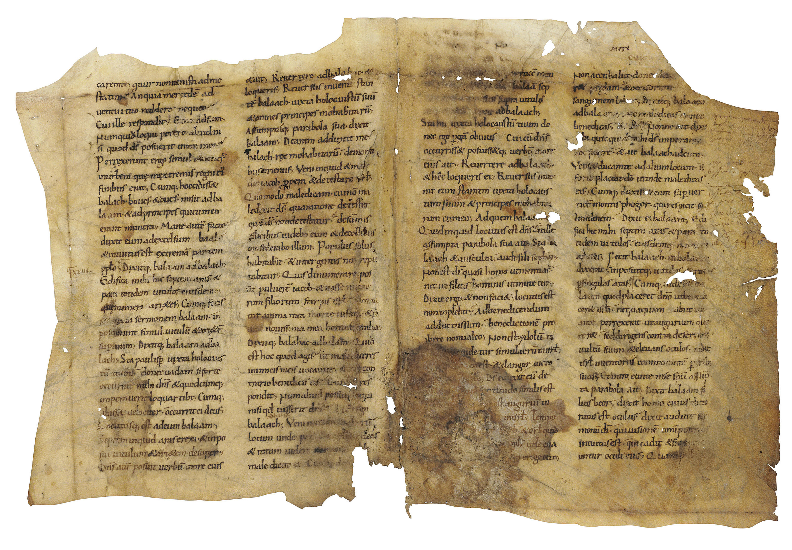 A BIFOLIUM FROM A BIBLE, in Latin, manuscript on vellum [?France, late 9th or early 10th century