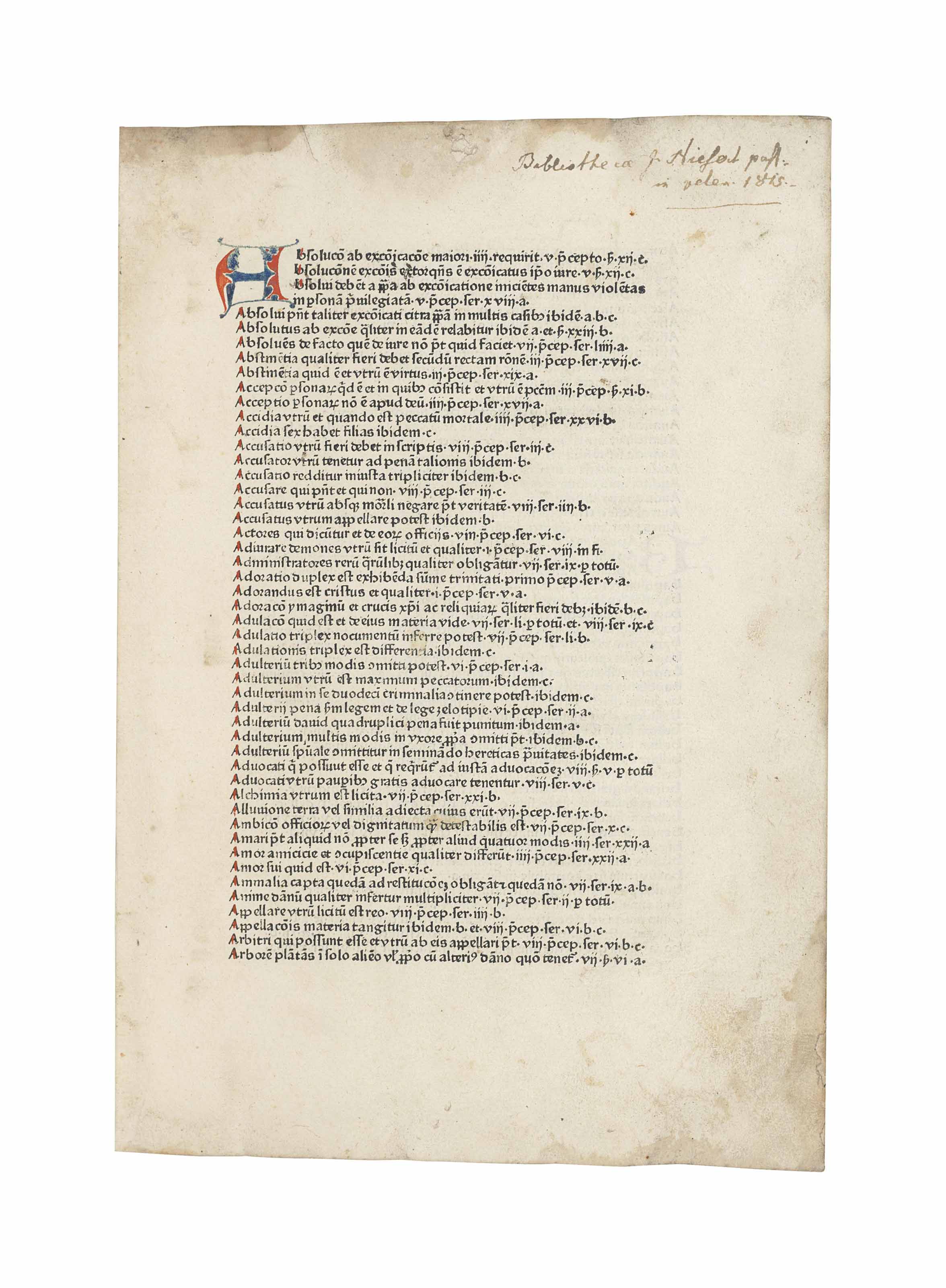 HENRICUS DE HERPF (c. 14101477). Speculum aureum decem praeceptorum