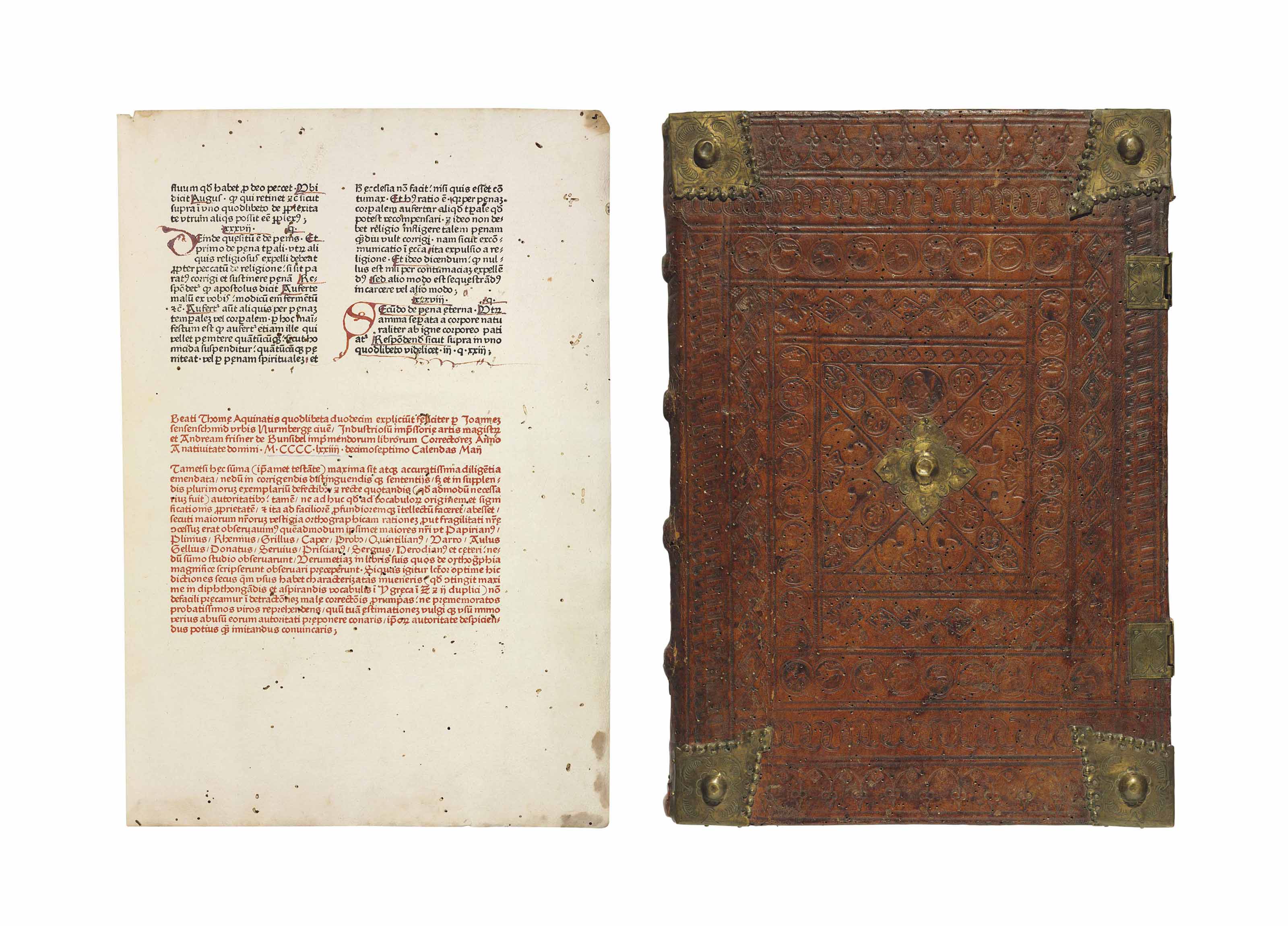 Thomas Aquinas C 1225 1274 Summa Contra Gentiles Sive De Veritate Catholicae Fidei Strasbourg Printer Of