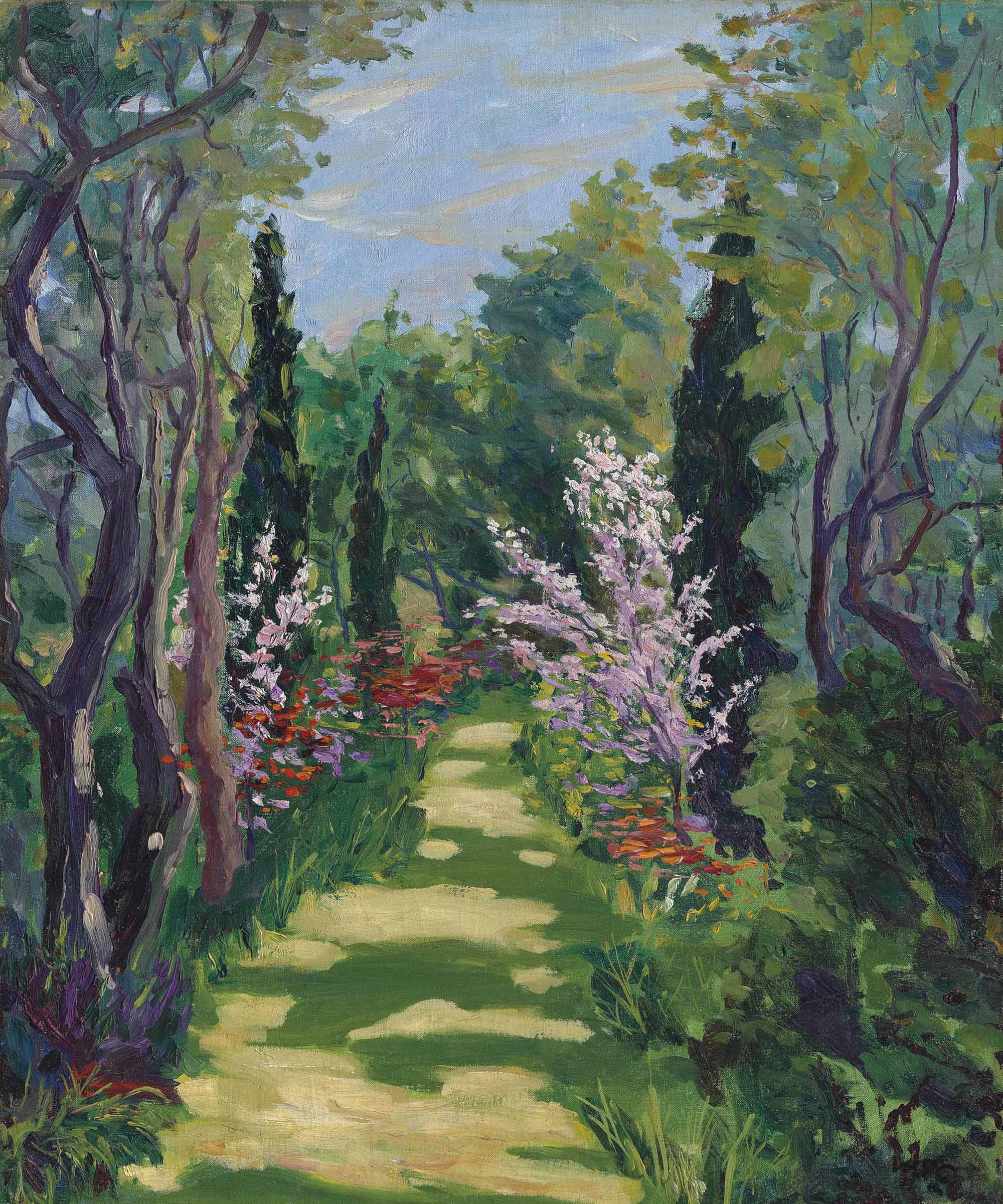 Sir Winston Churchill O M R A 1874 1965 Garden Scene