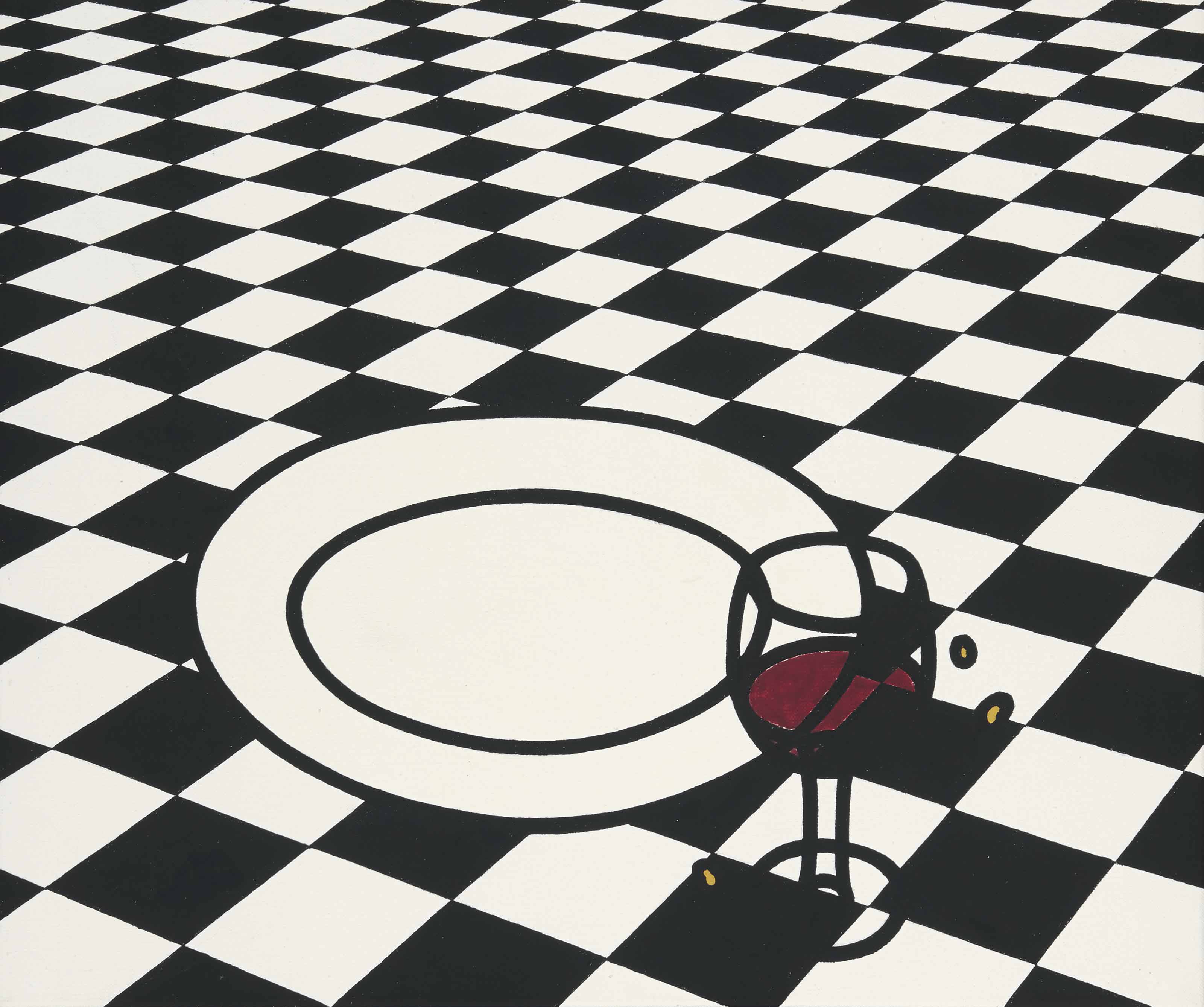 Patrick Caulfield, Glass and Plate, Black and White Checks, 1972, sold for £218,500 on 21 June 2016 at Christie's in London