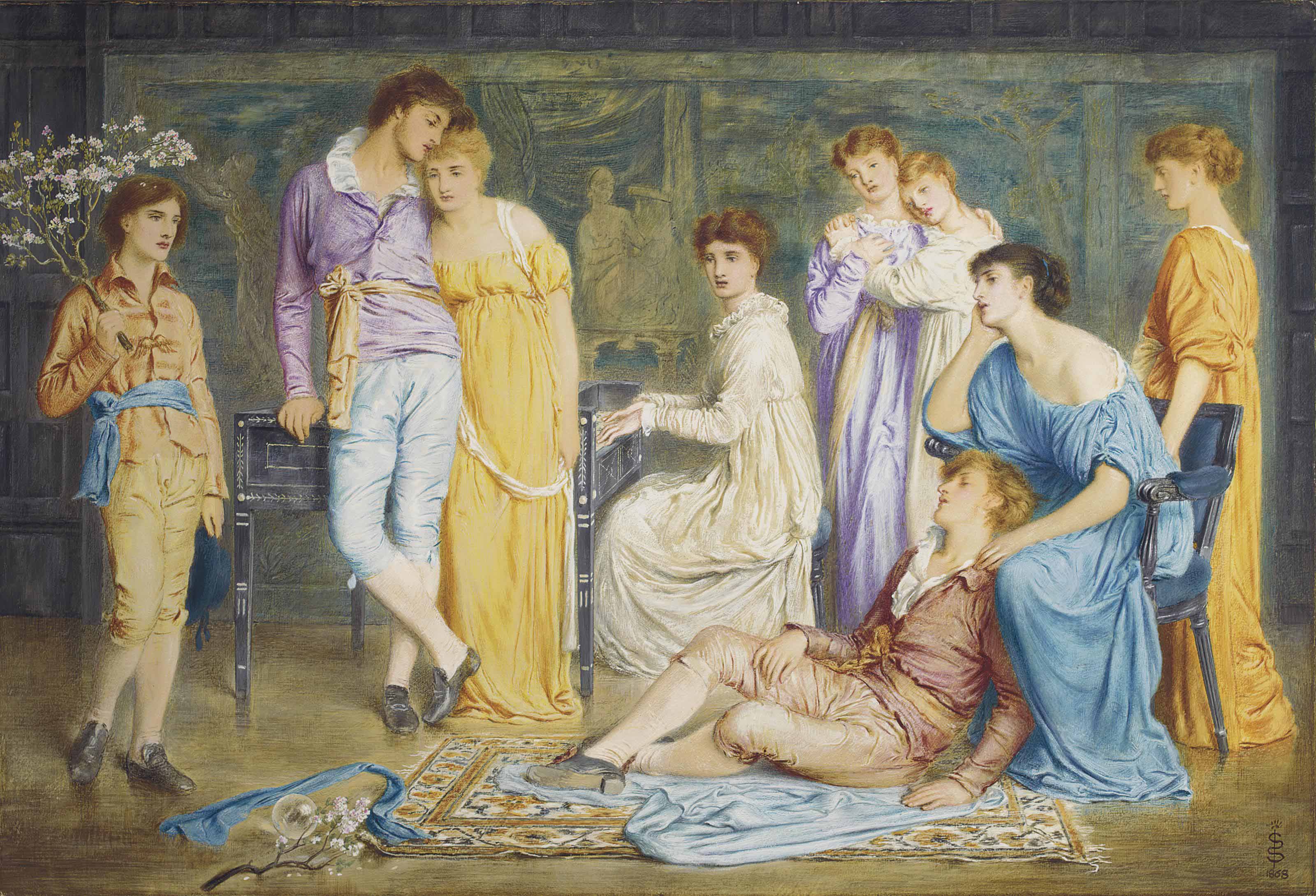 Simeon Solomon (1840-1905), A Prelude by Bach, 1868. 17 x 25 in (43.2 x 65 cm). Sold for &pound;182,500 on 13 July 2016 at Christie&rsquo;s in London