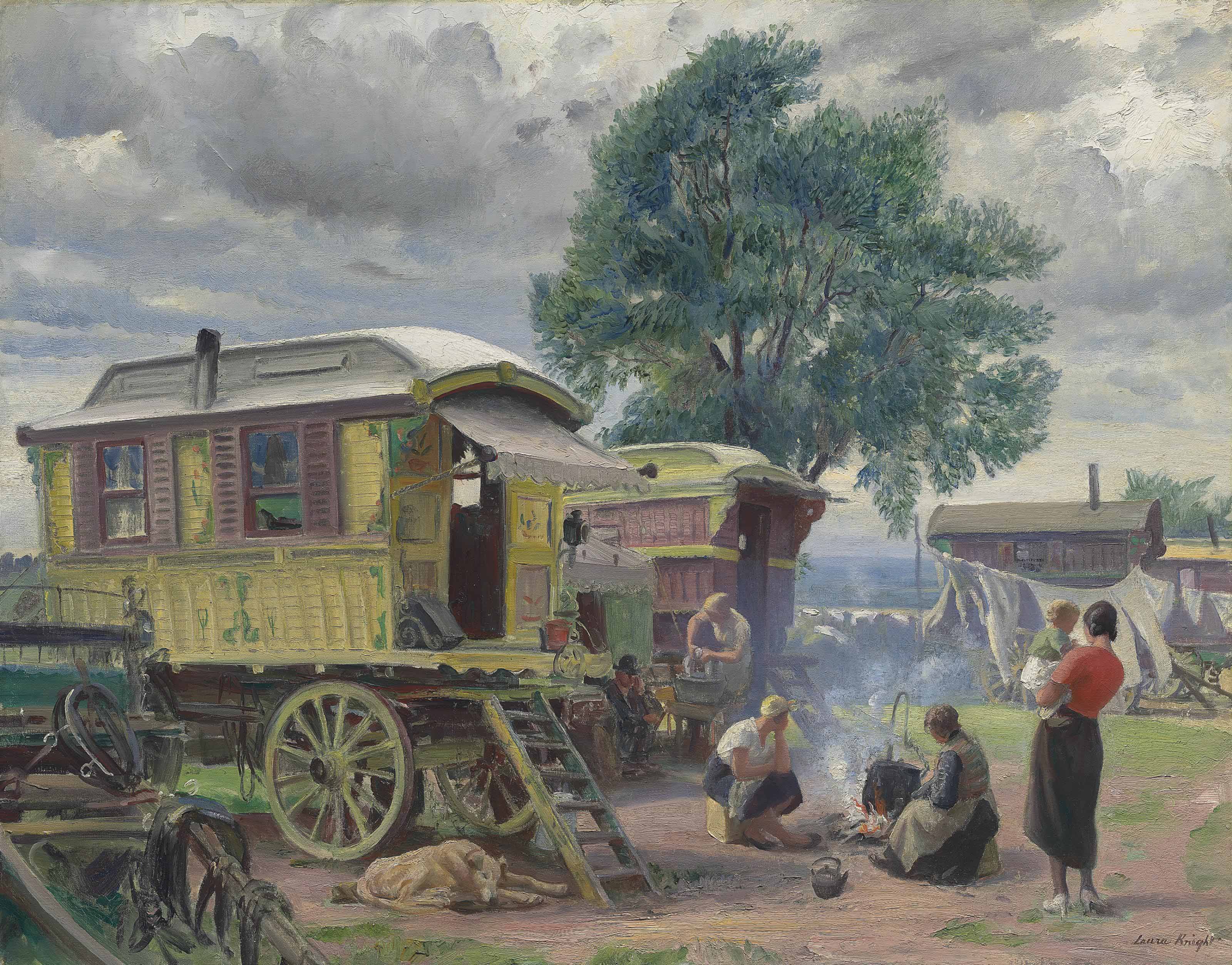 Dame Laura Knight R A 1877 1970 Gypsies At Home