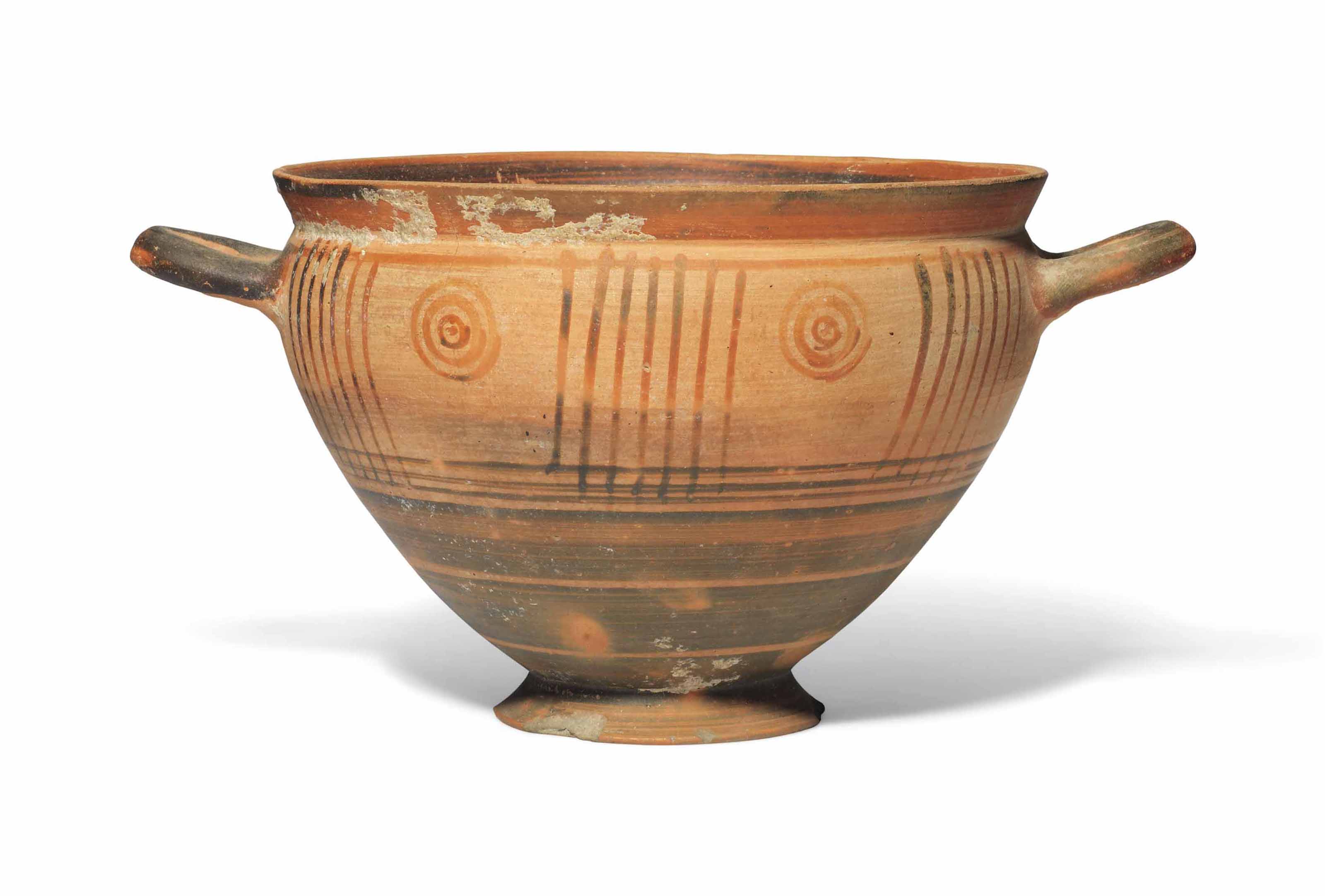 A GREEK POTTERY SKYPHOS