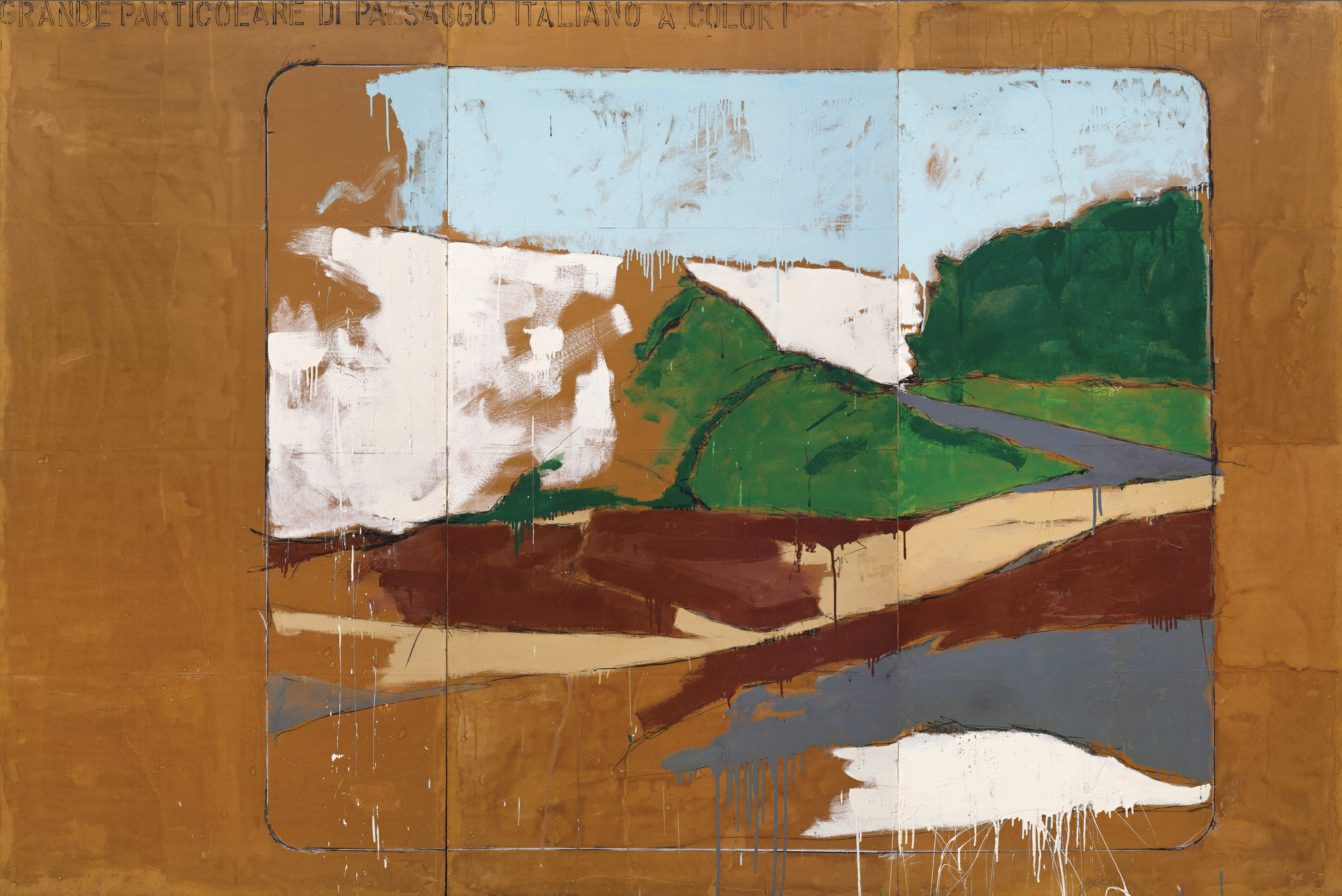 Mario Schifano 1934 1998 Grande Particolare Di Paesaggio