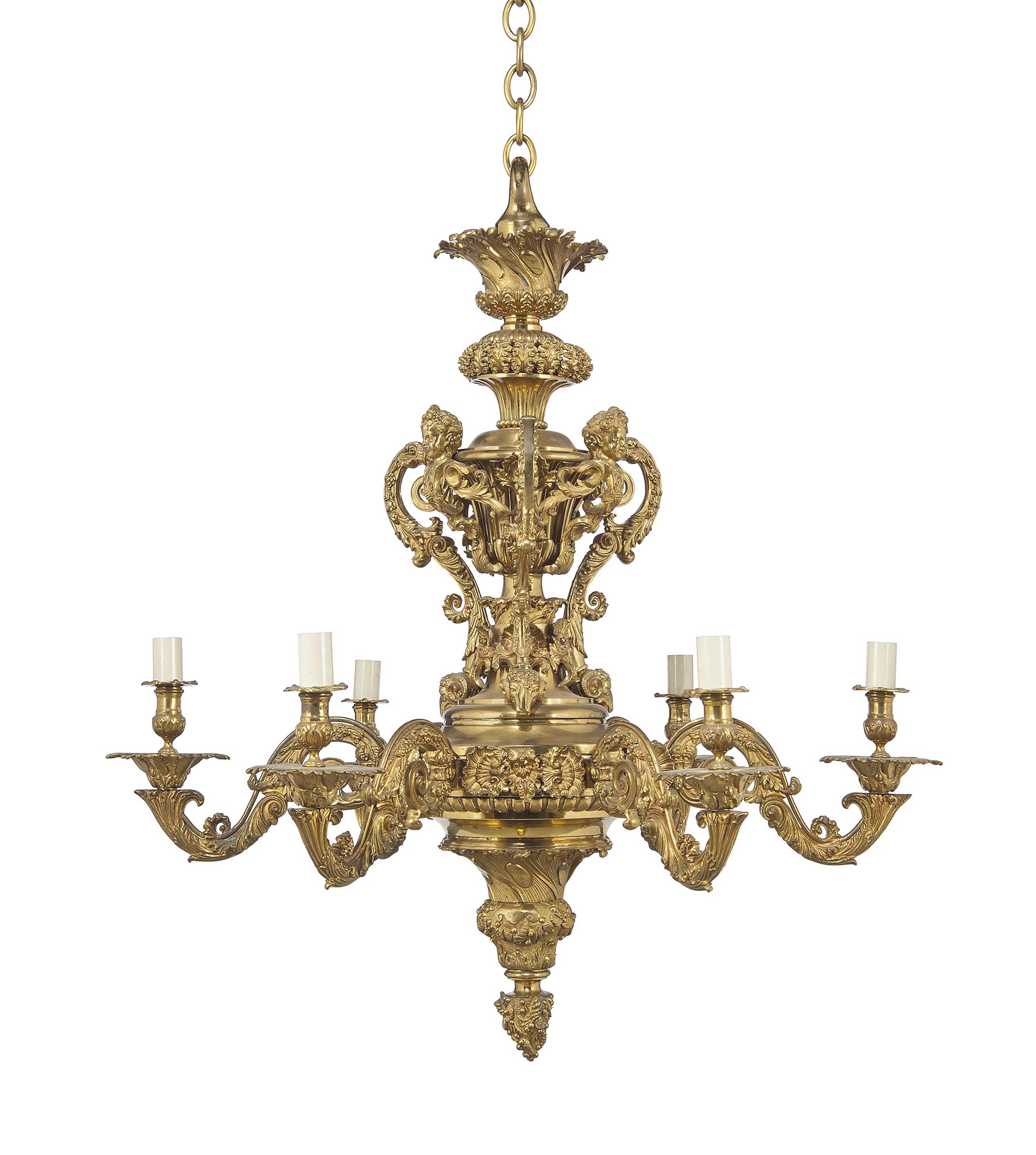 A VICTORIAN GILTBRONZE SIXLIGHT CHANDELIER