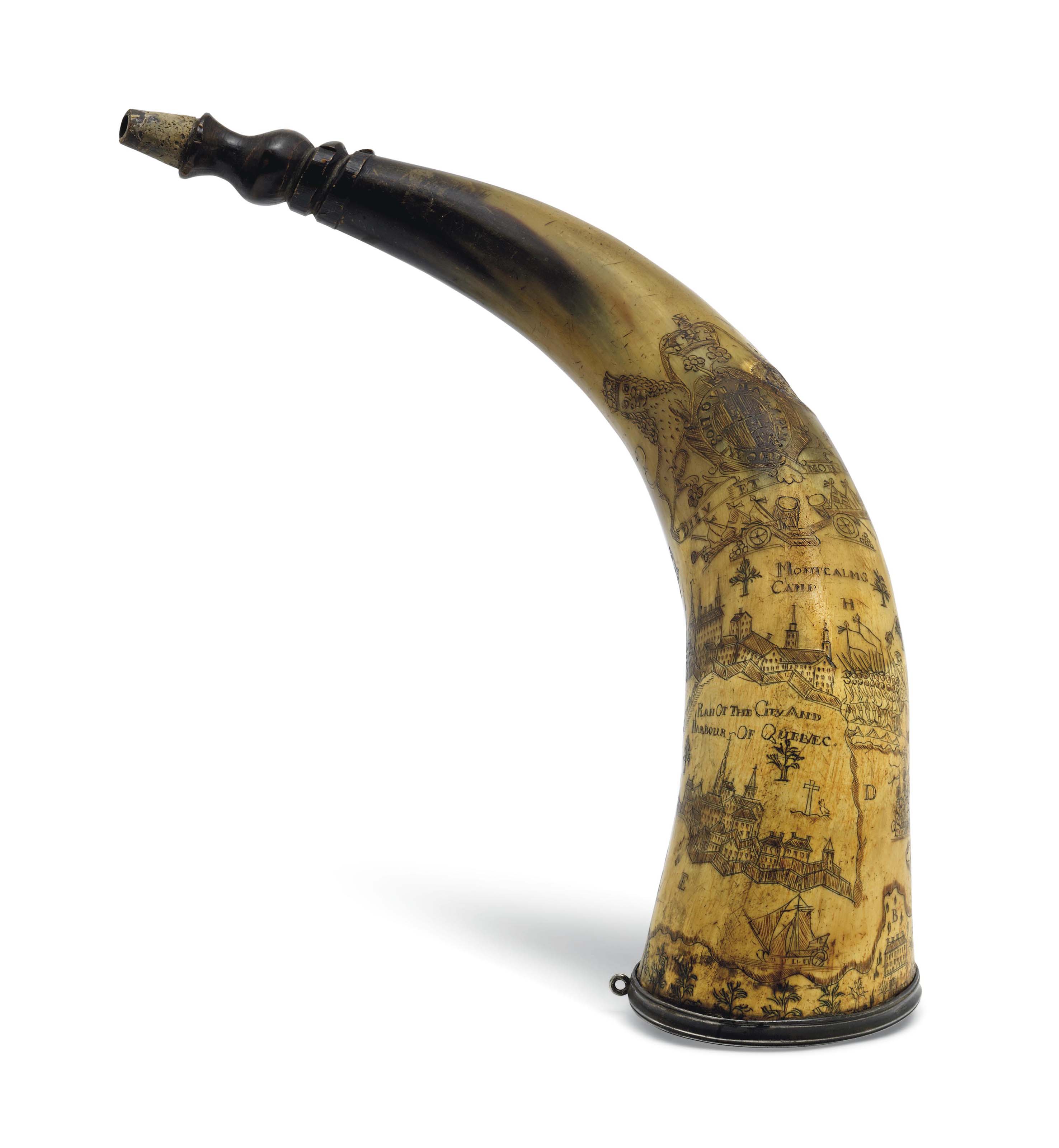 English School, c.1759 , Quebec, 1759 an engraved powder horn Christie's