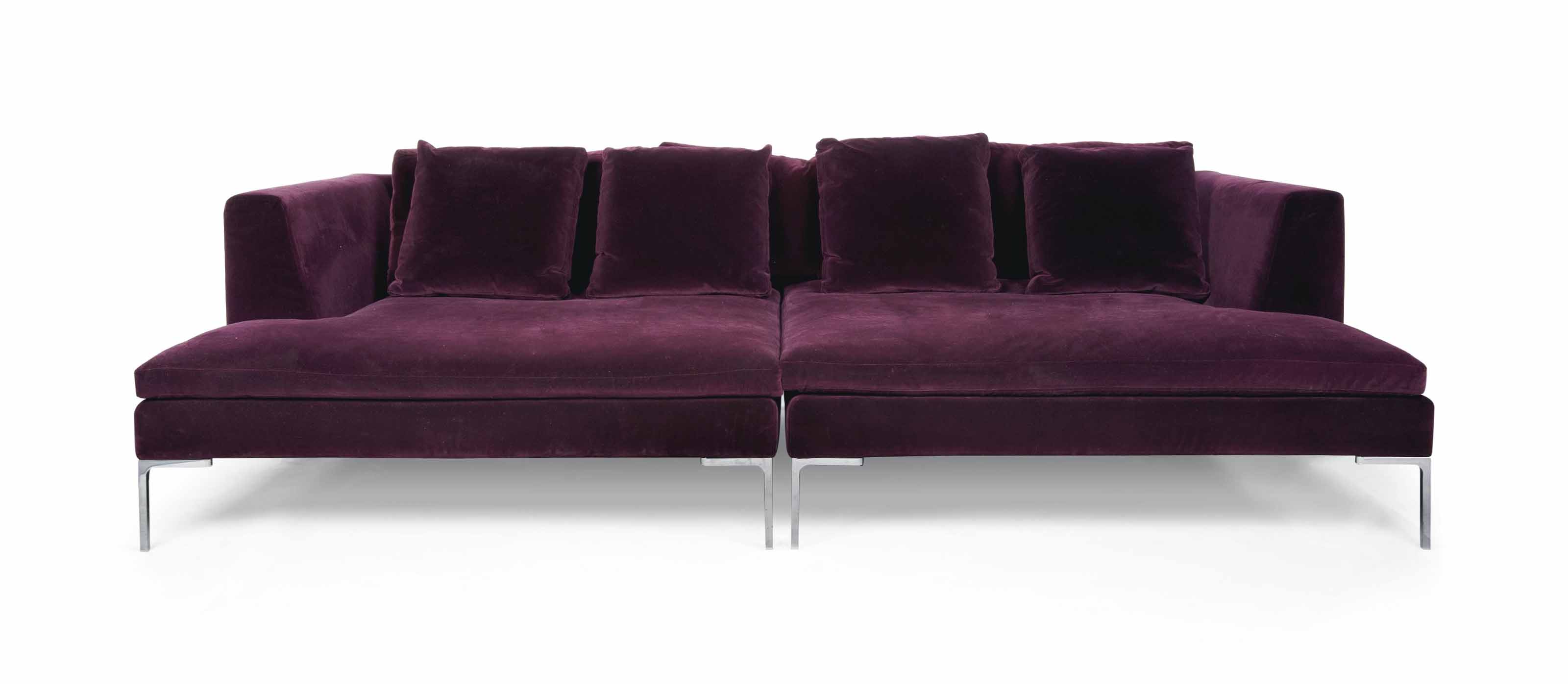 AN ITALIAN PLUM VELVET LARGE SOFA , DESIGNED BY ANTONIO CITTERIO, 2006