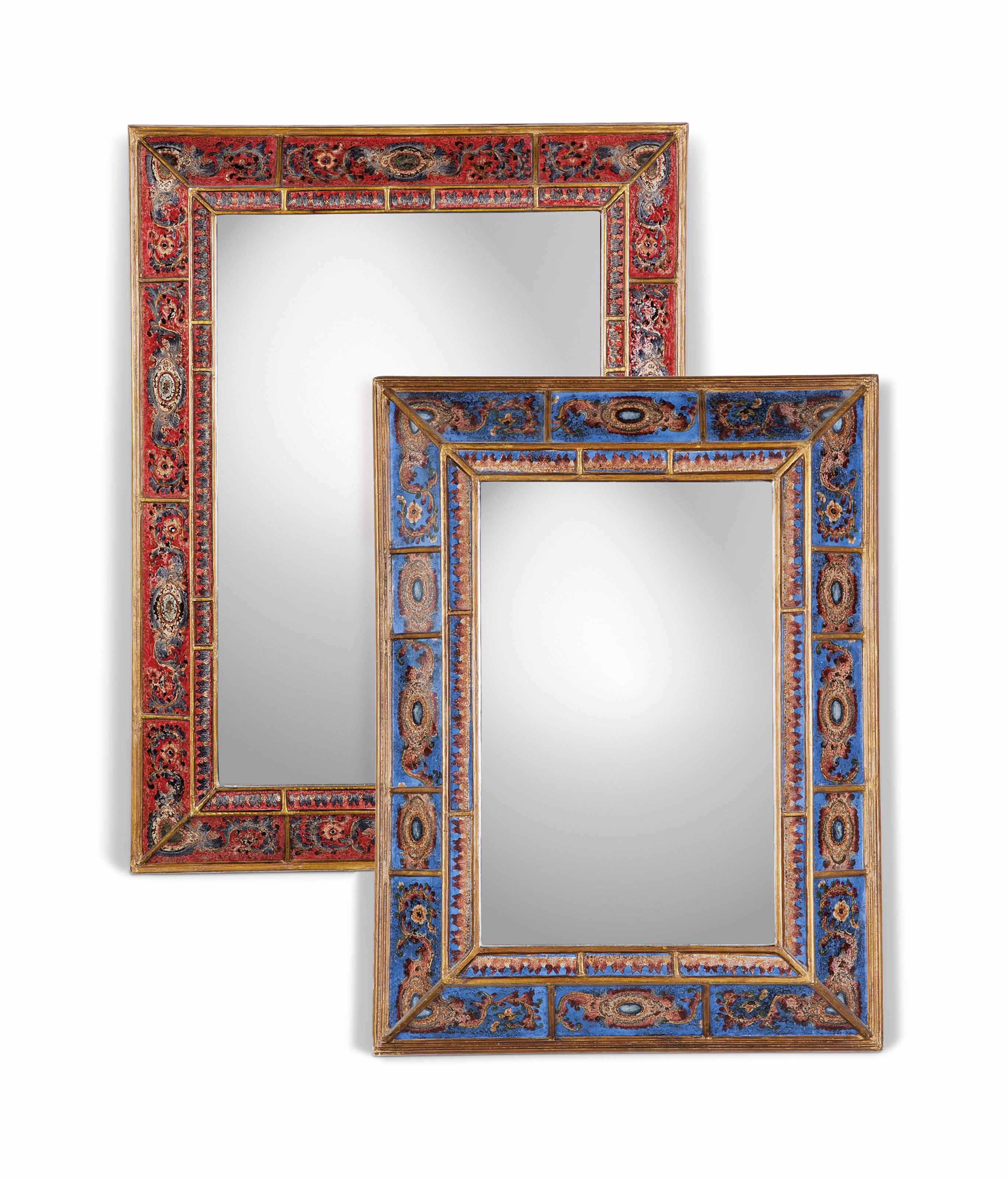 TWO REVERSEPAINTED GLASS MIRRORS , MODERN Christie's