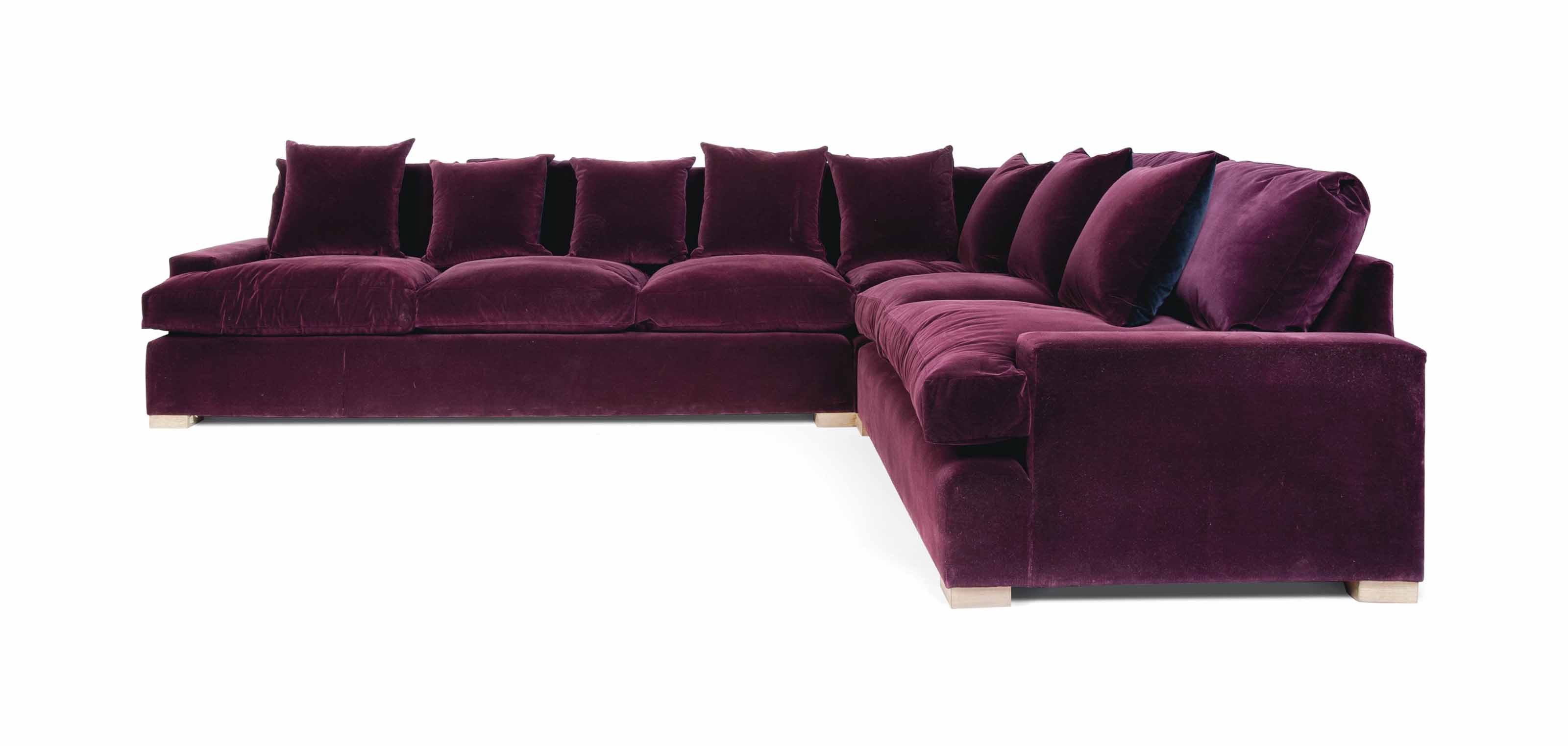 A PLUM VELVET LARGE CORNER SOFA , MODERN Christie's