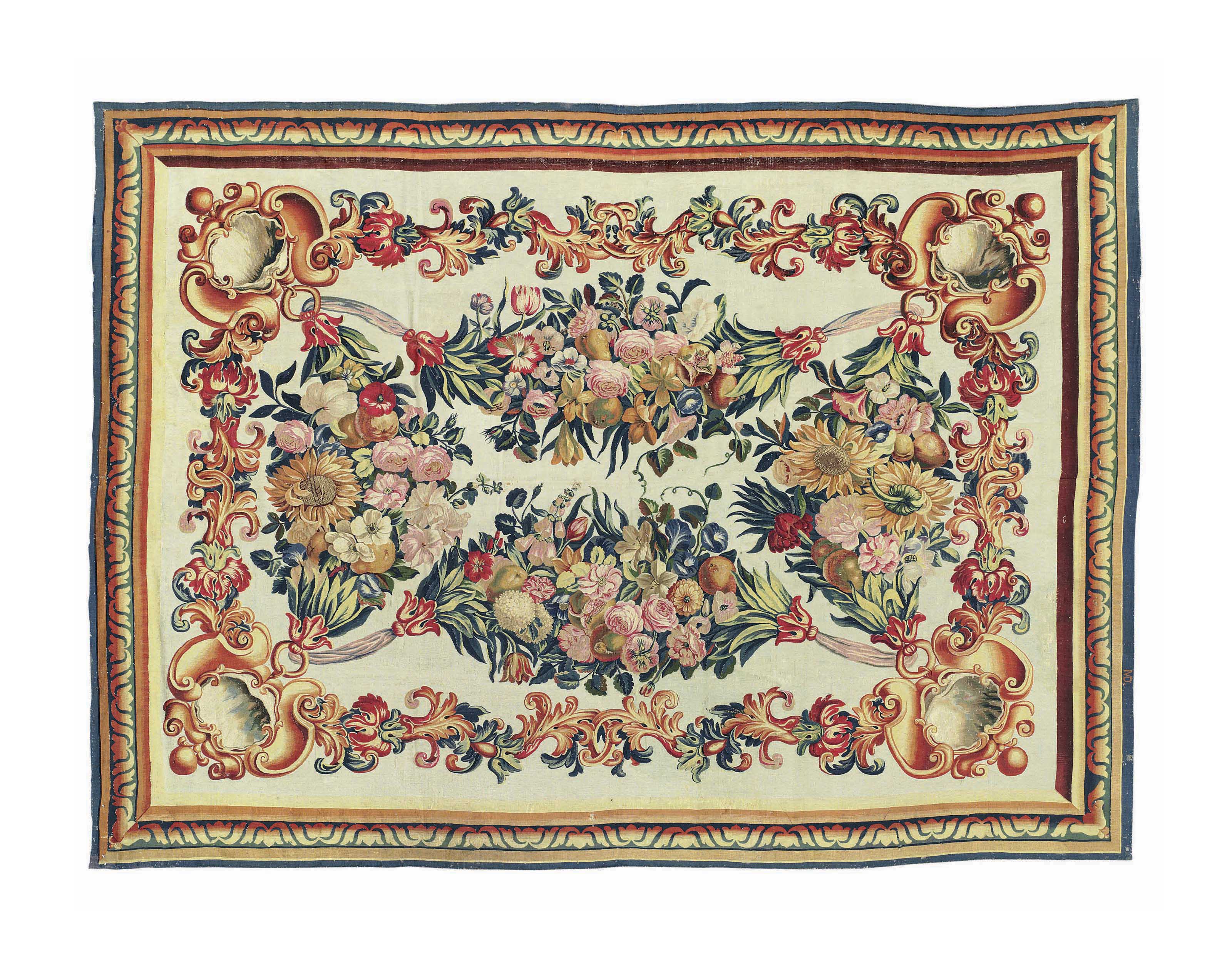 A SPANISH VERDURE TABLE TAPESTRY , MADRID, FIRST HALF 18TH CENTURY