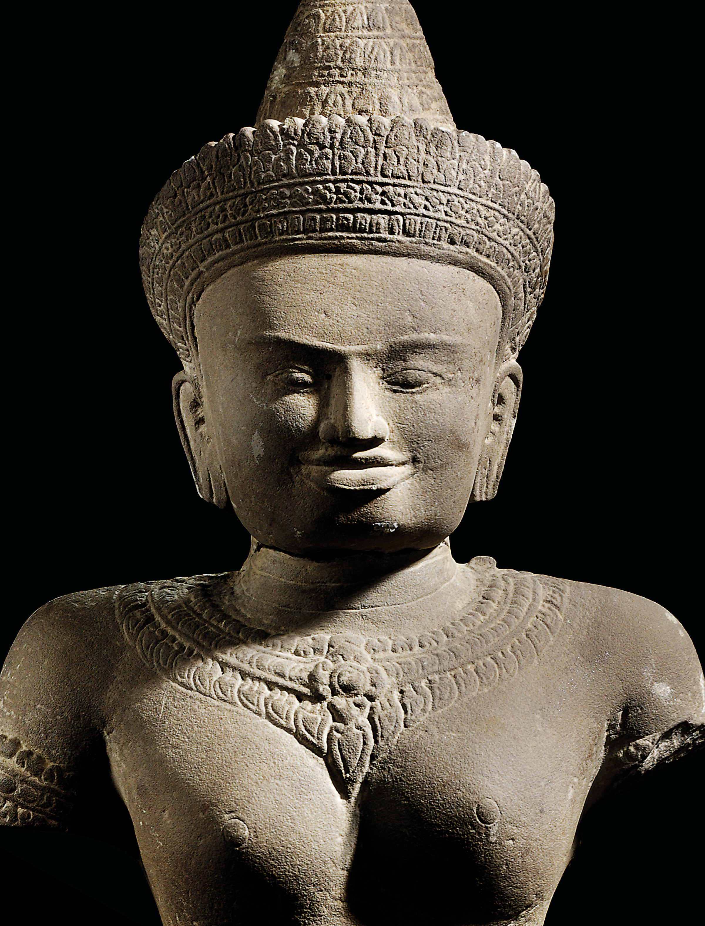 A SANDSTONE FIGURE OF LAKSHMI, CAMBODIA, KHMER, ANGKOR WAT