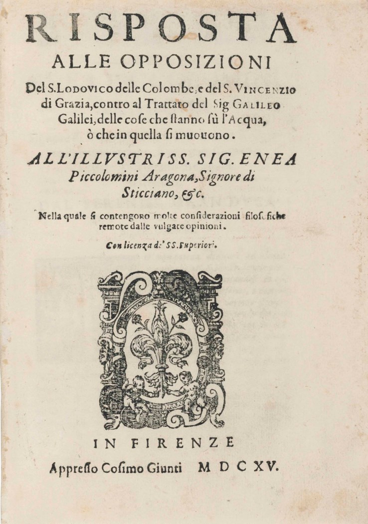 [GALILEI, Galileo (1564-1642)] — CASTELLI, Benedetto ...