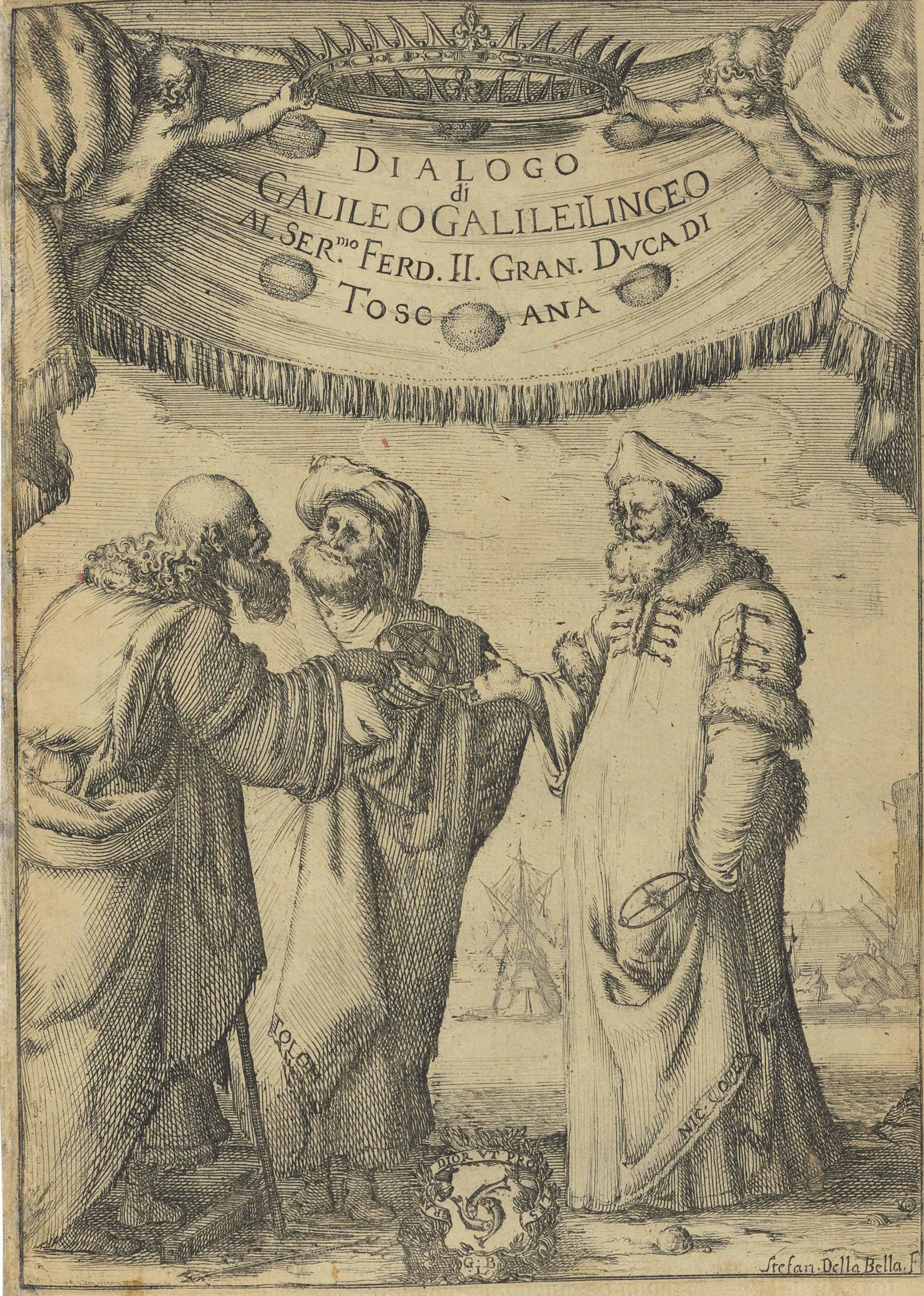 Galileo, Dialogue Concerning the Two Chief World Systems, 1632. Galileo's use of the dialogue enabled him to explore his Copernican theories fully, allowing for ‘equal and impartial discussion’ required by Pope Urban VIII. However, in casting the Pope as the simple-minded Aristotelian Simplicius, Galileo brought upon himself arrest and trial by the Inquisition. Sold for £60,000 on 13 July 2016 at Christie's in London