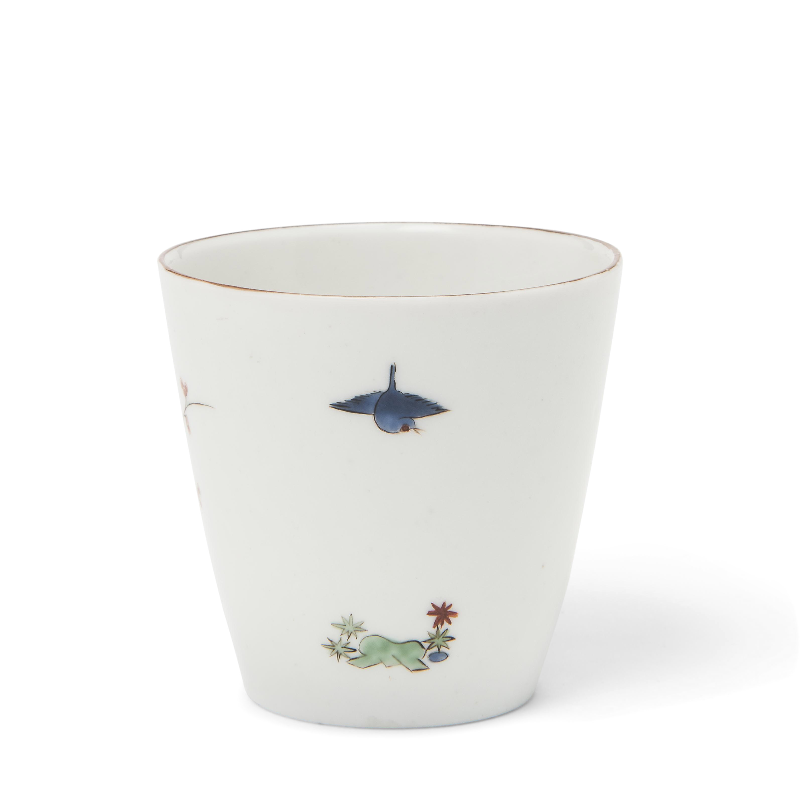 A MEISSEN KAKIEMON BEAKER, CIRCA 1728-30, BLUE CADUCEUS MARK