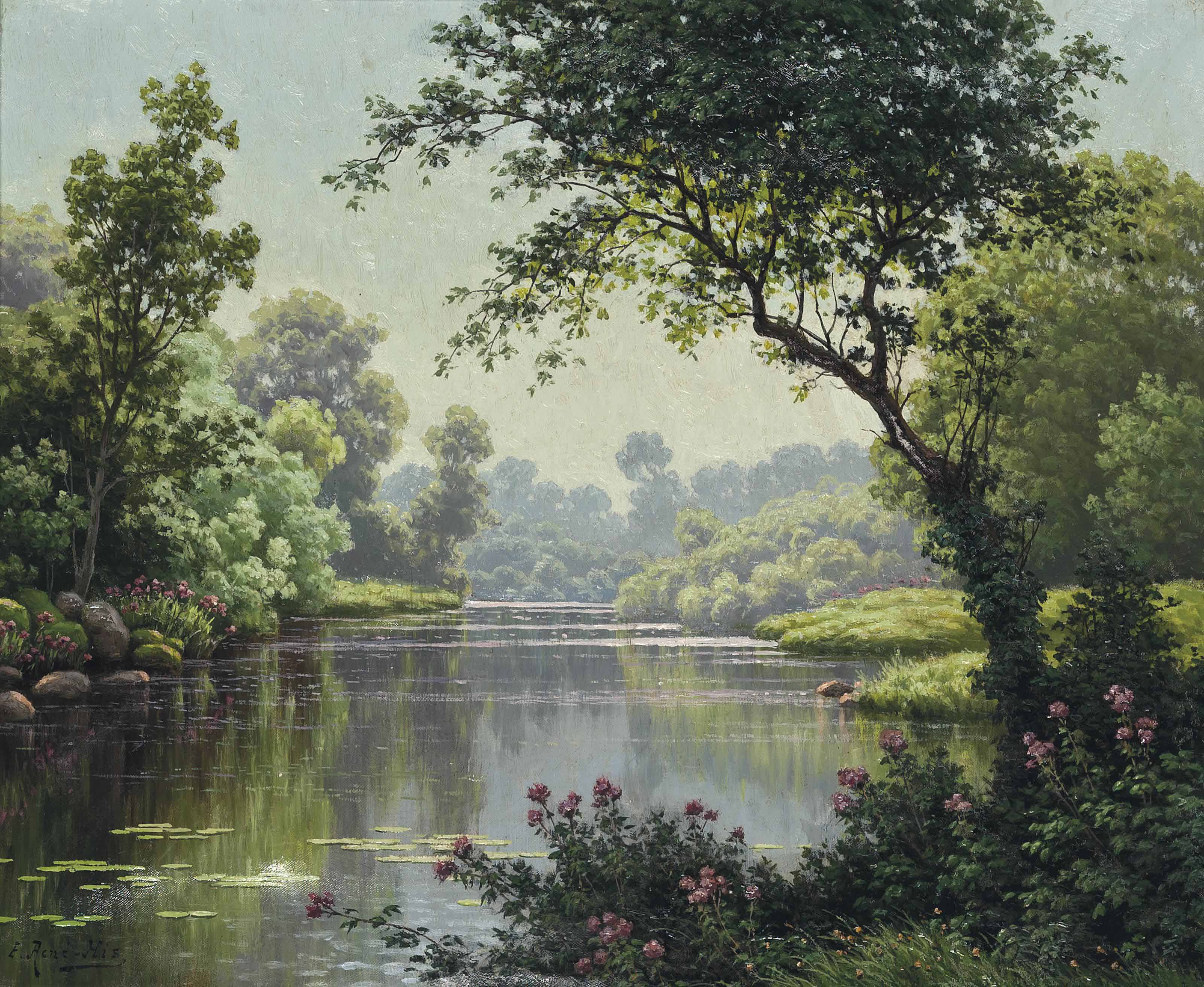 René Charles Edmond His (French, 18771960) , Le trou d'eau tranquille