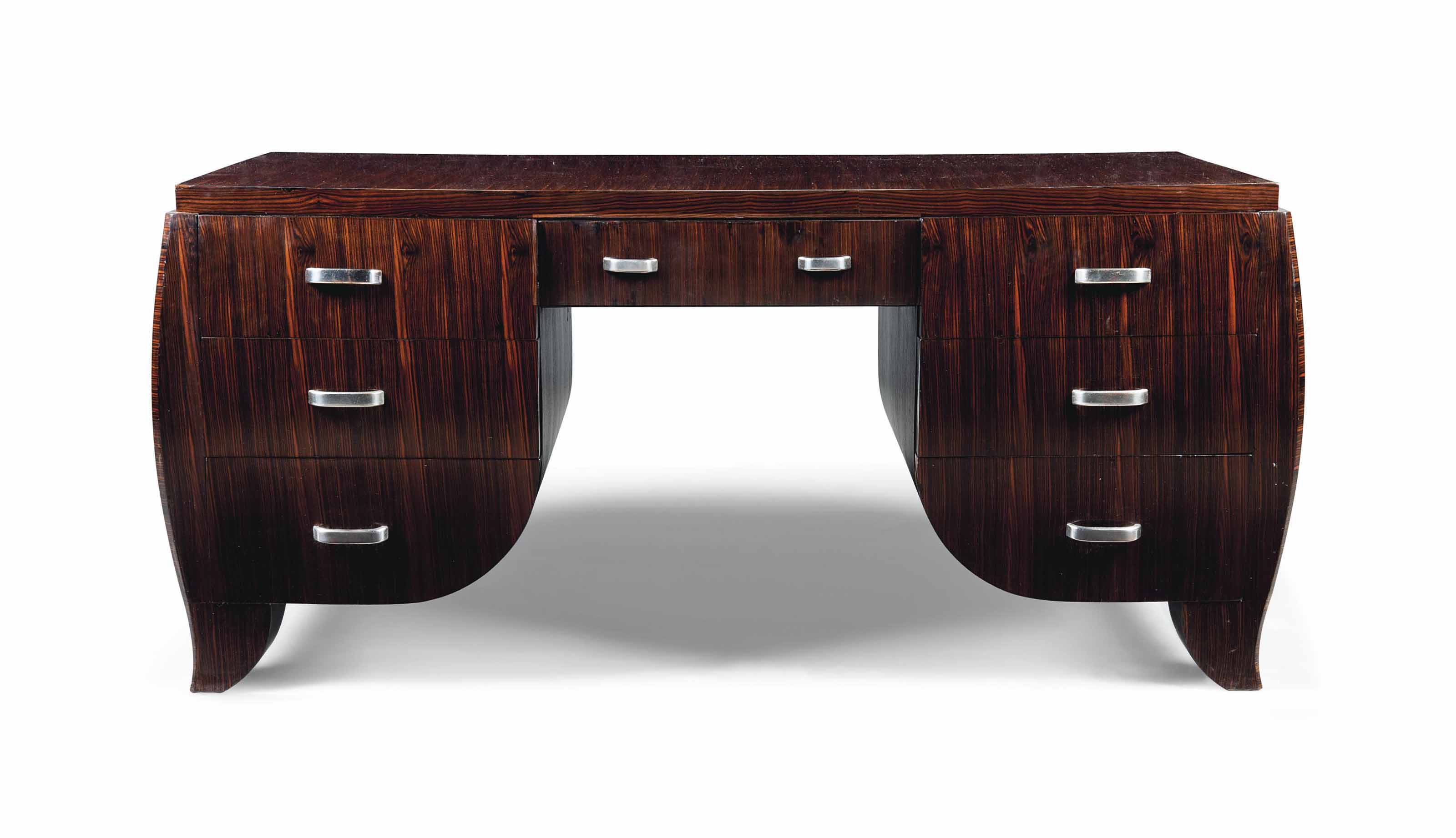 A French Macassar Ebony Desk Circa 1940 Knee Hole Desk