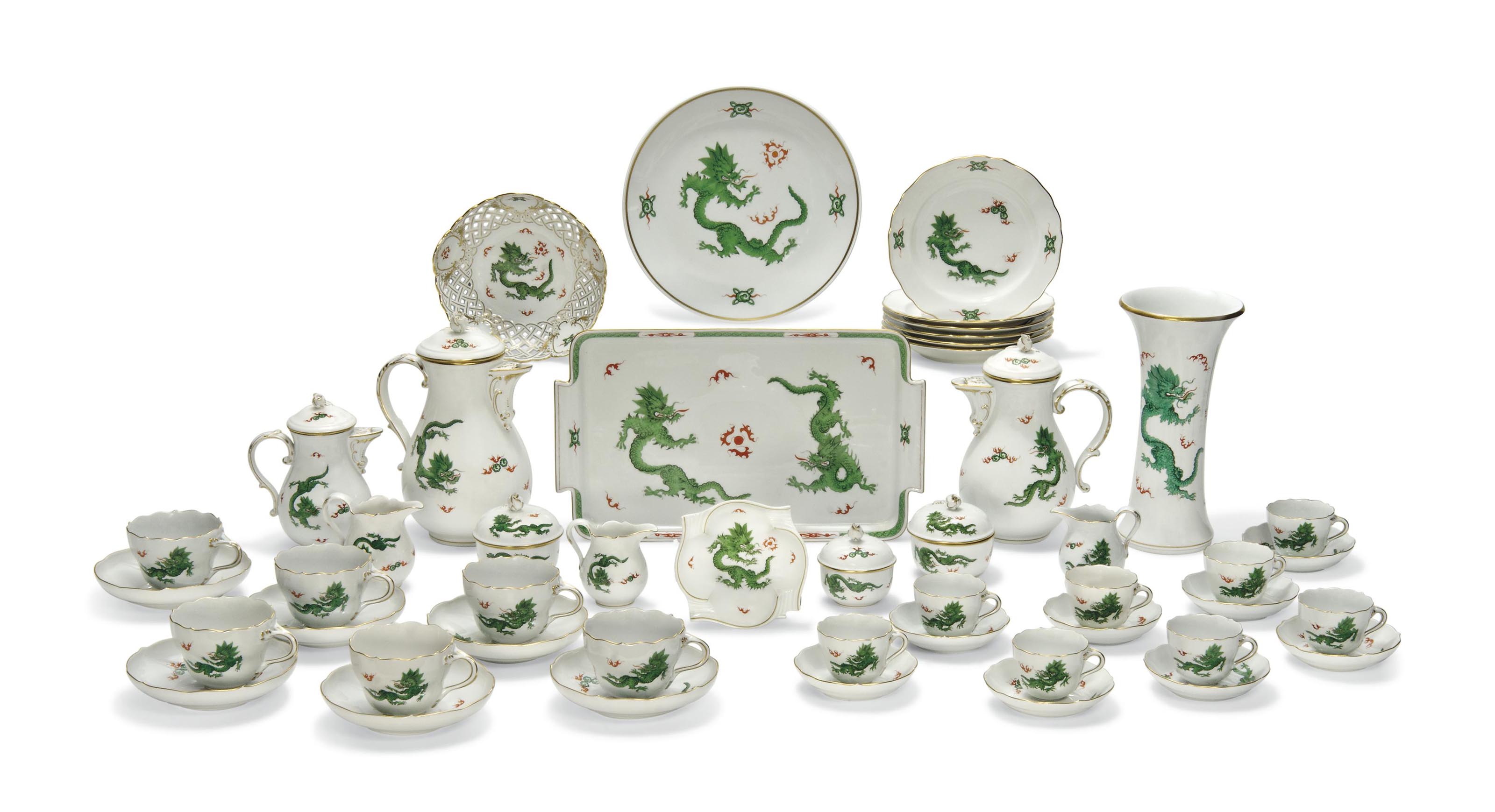 A Meissen Green Ming Dragon Pattern Part Dinner Service 20th Century Blue Crossed Swords Marks And Faint Cancellation Marks Incised And Impressed Numerals 20th Century 19th Century Christie S