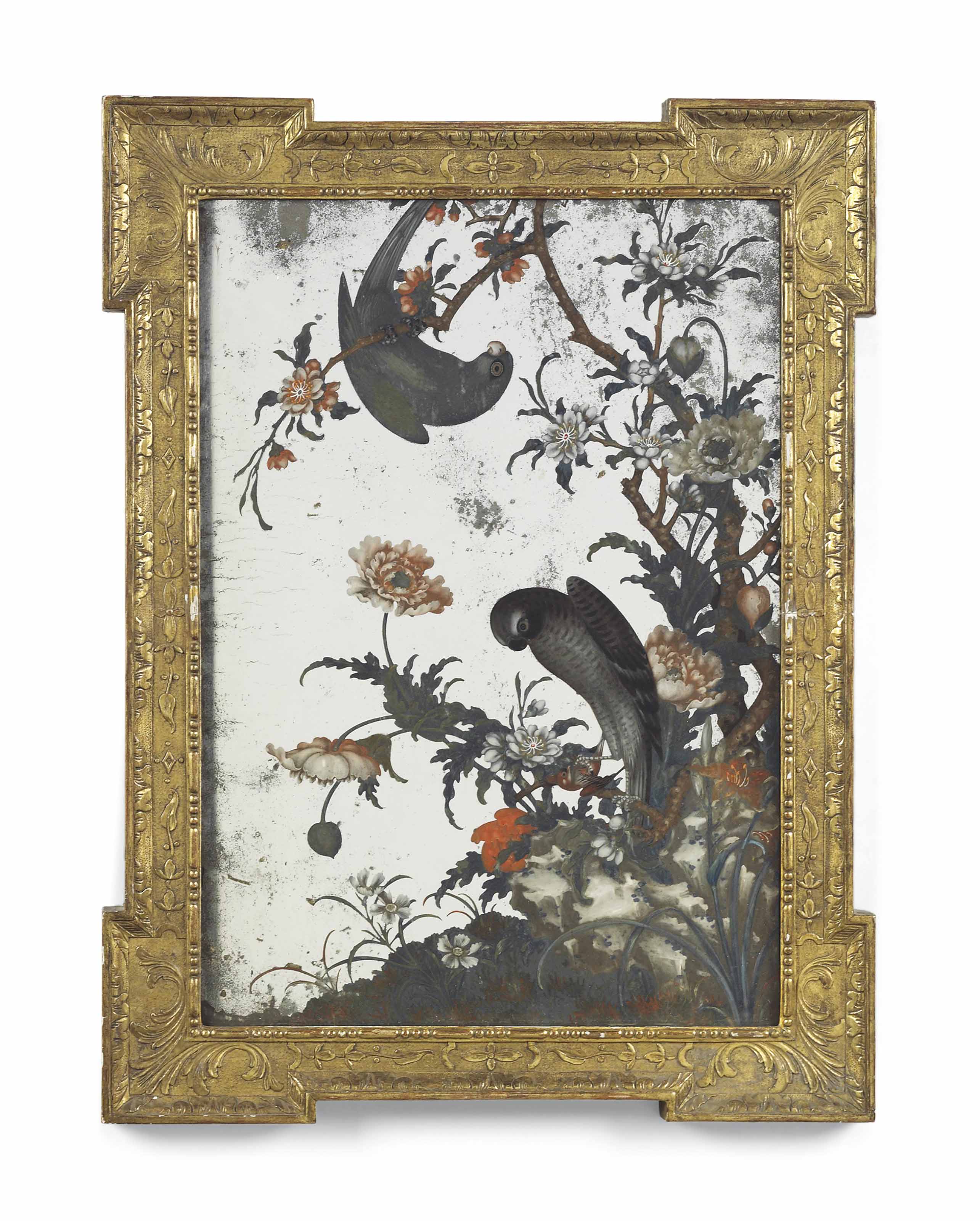 A Chinese Reverse Glass Mirror Painting The Mirror 18th Century